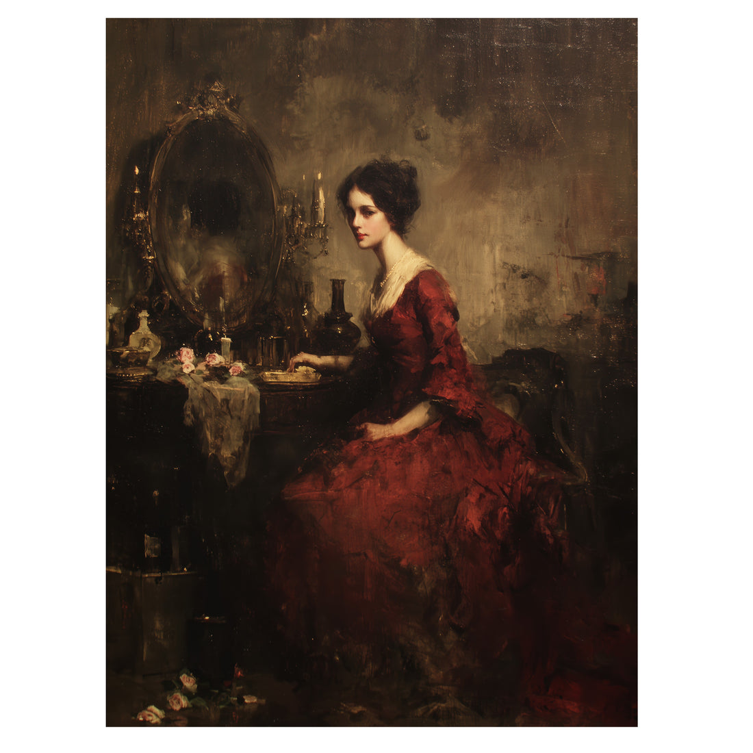 Lady in Red at Mirror