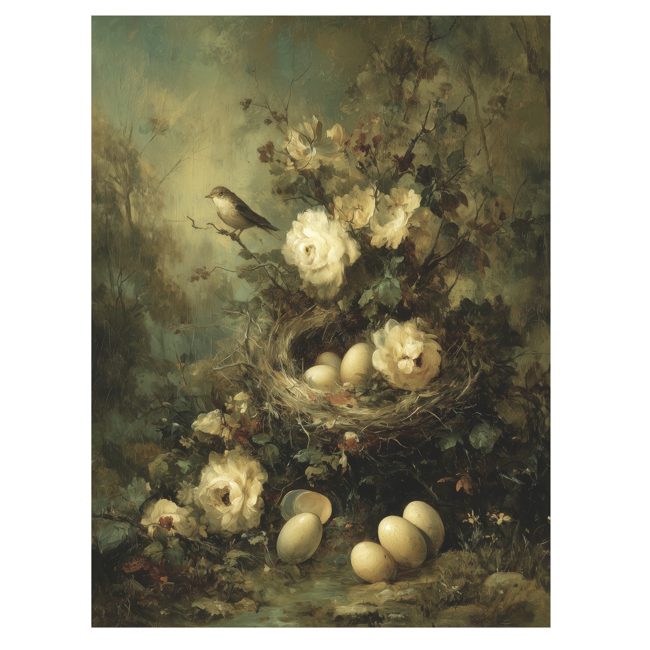 Nest And White Roses