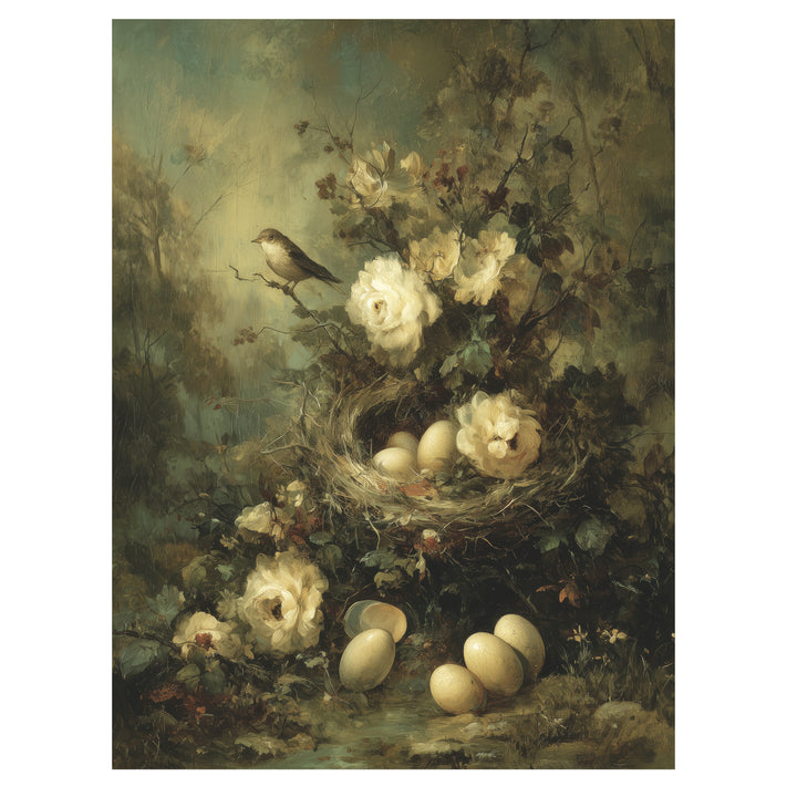 Nest And White Roses