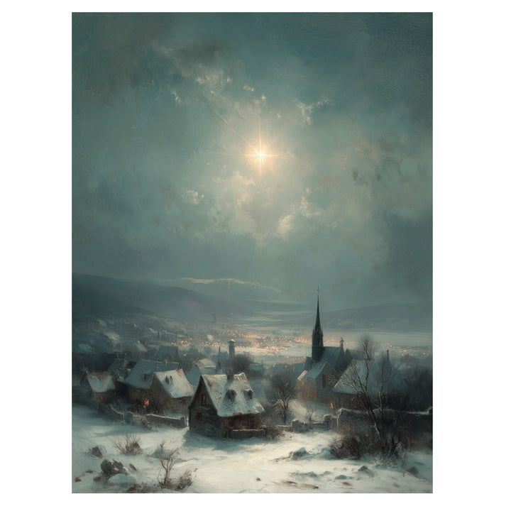 Snow Village Under Moon