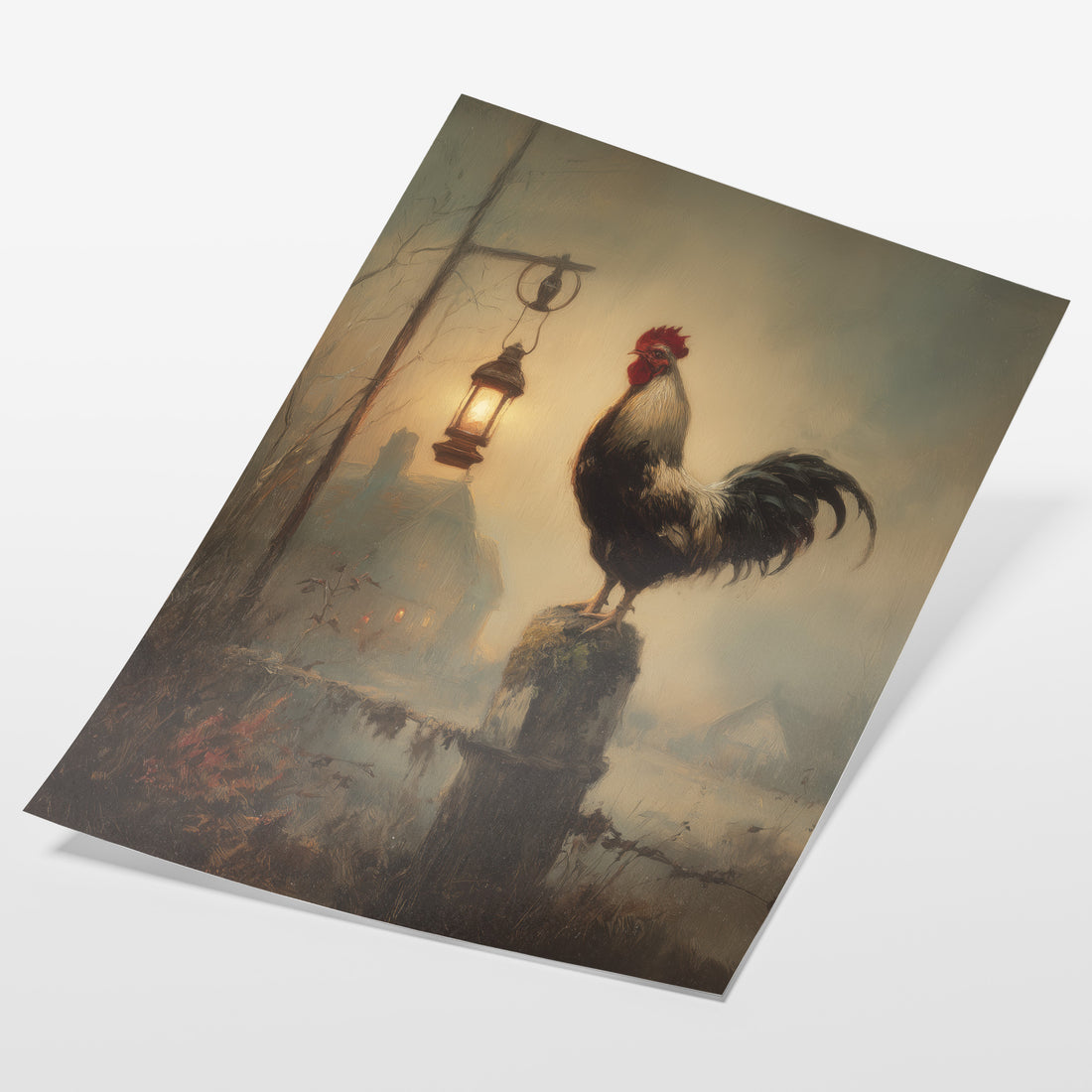 Rooster Under Lantern