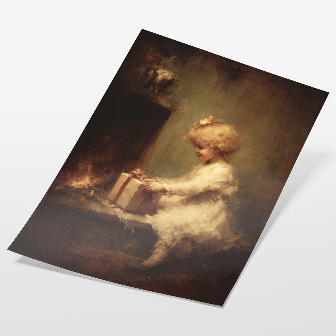 Child by Hearth with Gift