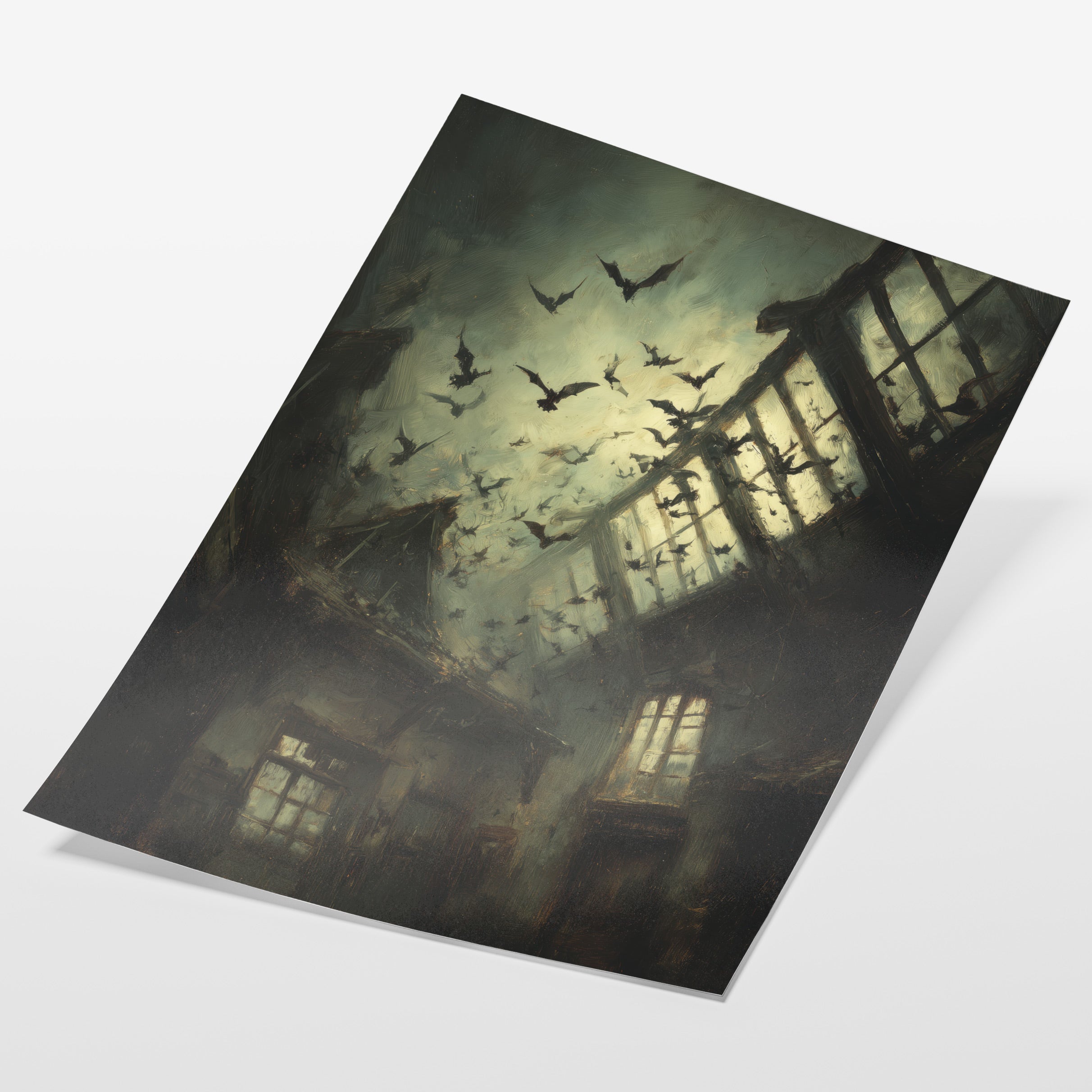 Crows in Abandoned Hallway