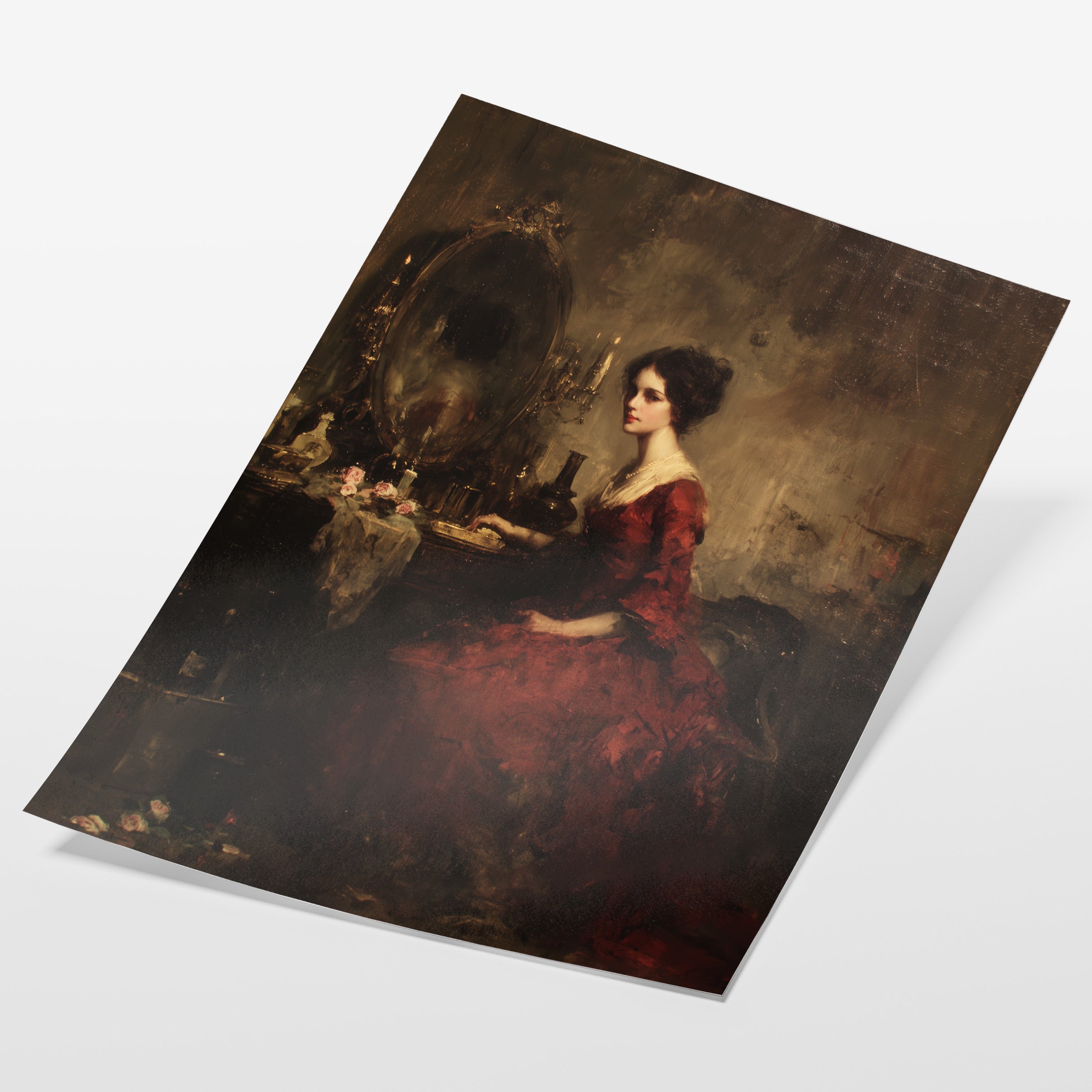 Lady in Red at Mirror