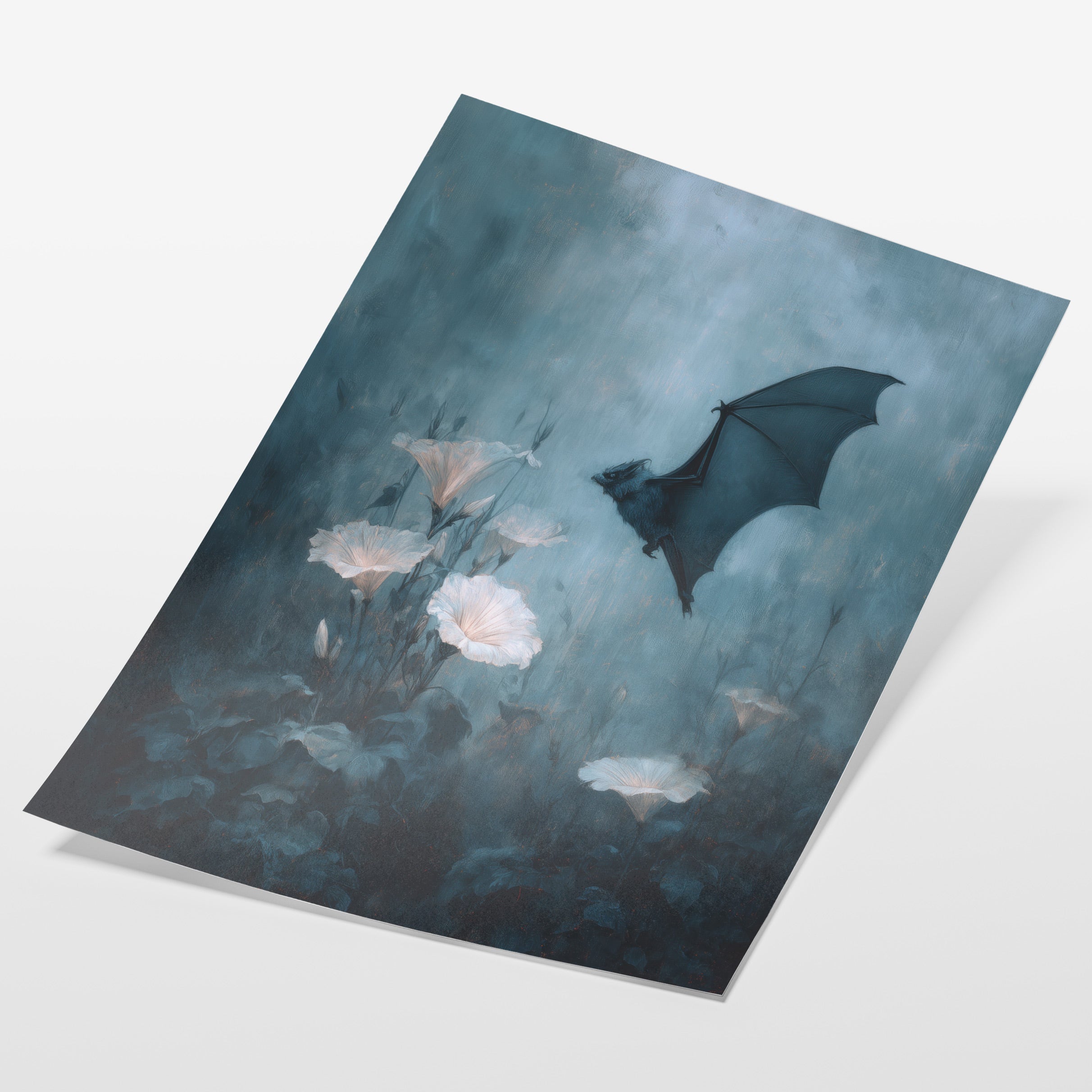 Bat Over Pale Flowers
