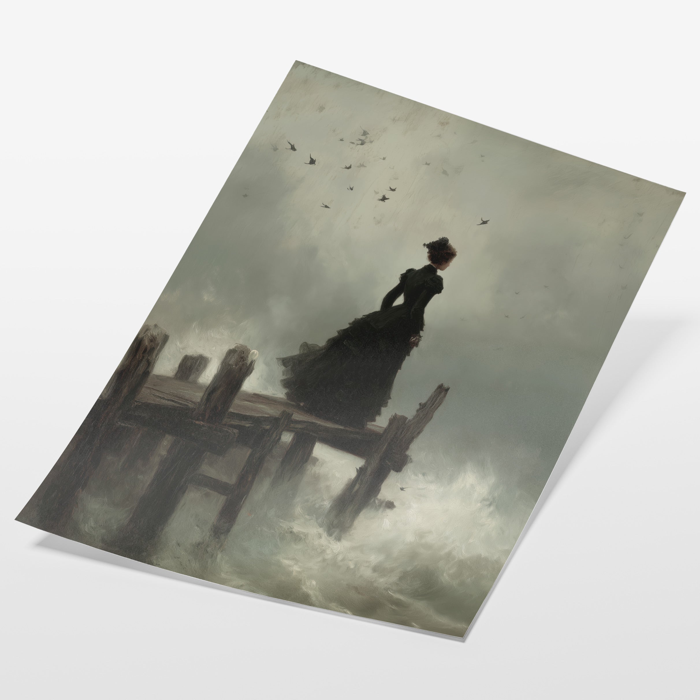 Woman at Pier in Storm
