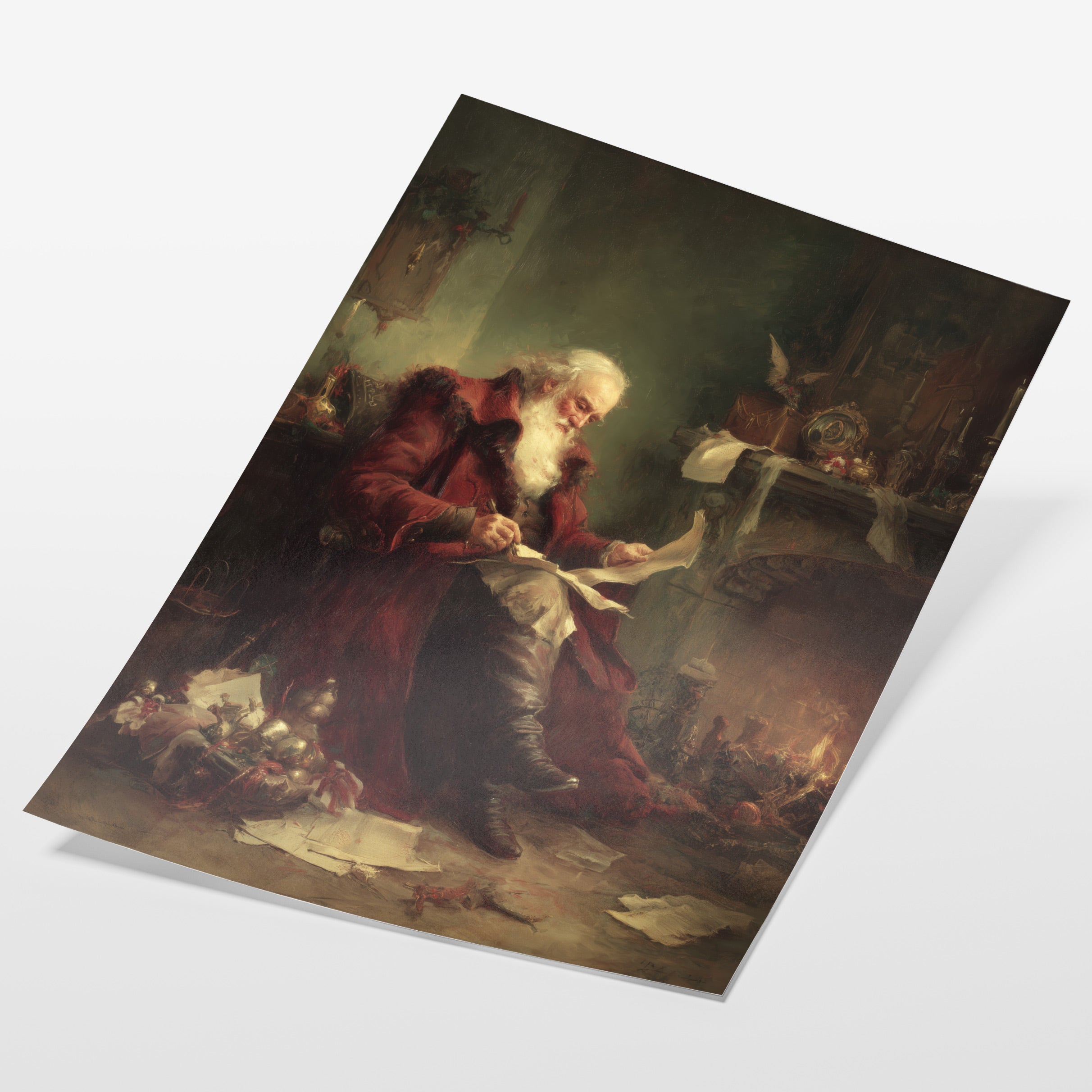 Santa Reading by Hearth