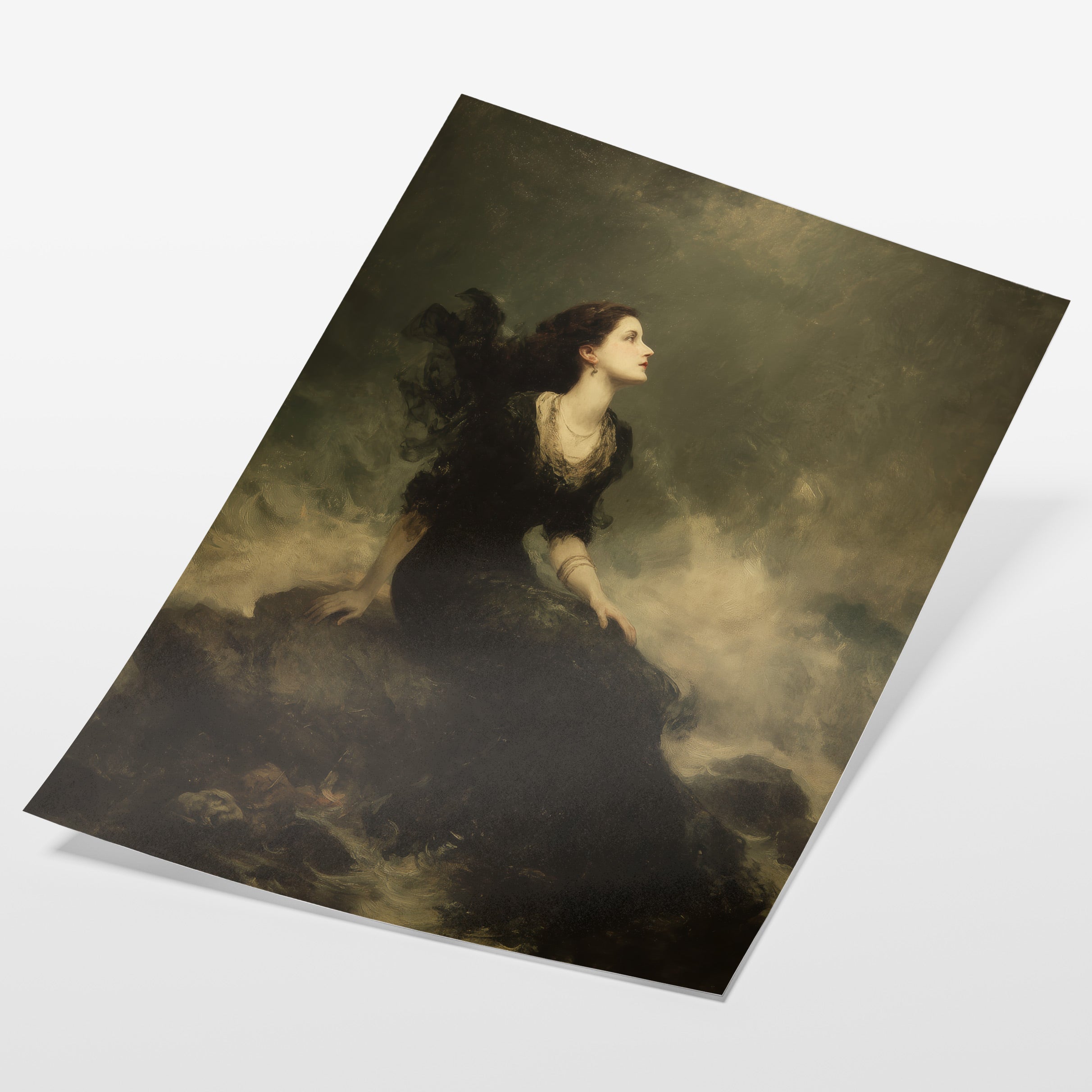 Woman on Cliff With Wind