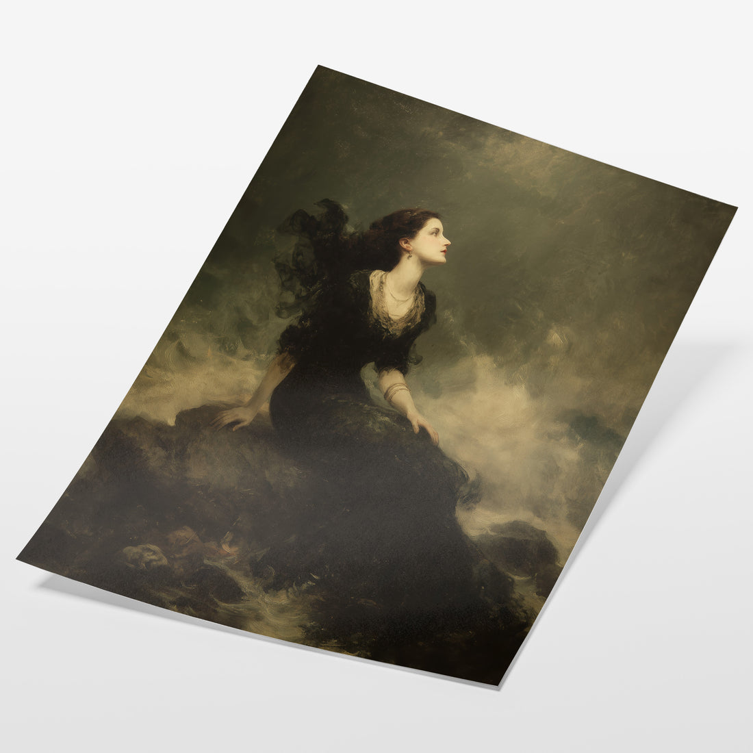 Woman on Cliff With Wind