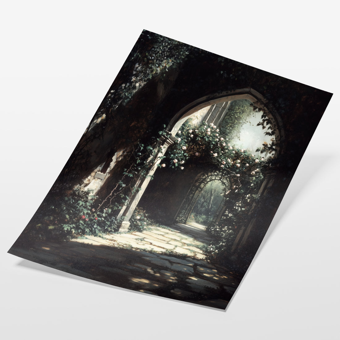 angled view of enchanted garden archway fine art print