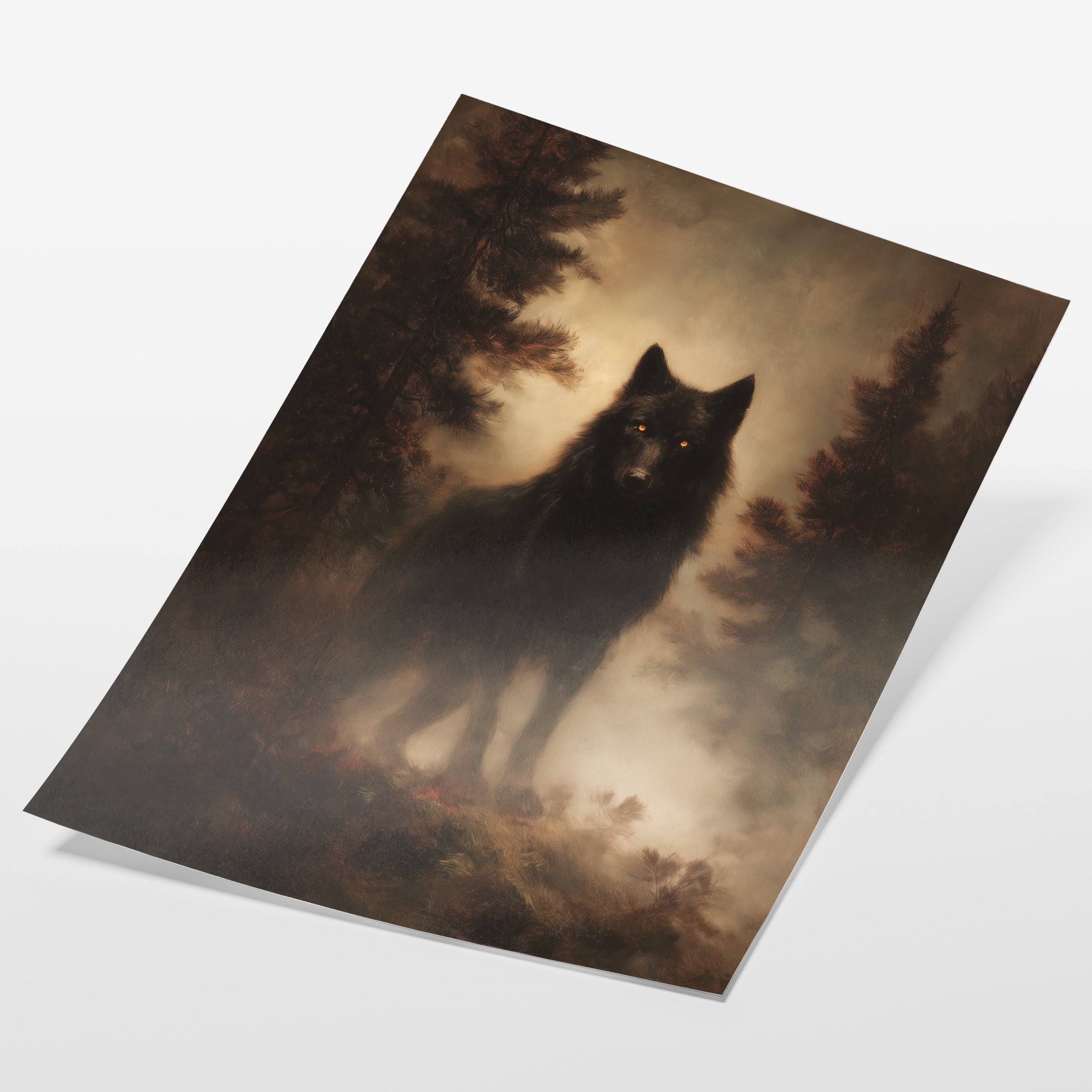 angled view of moody woodland wildlife fine art print