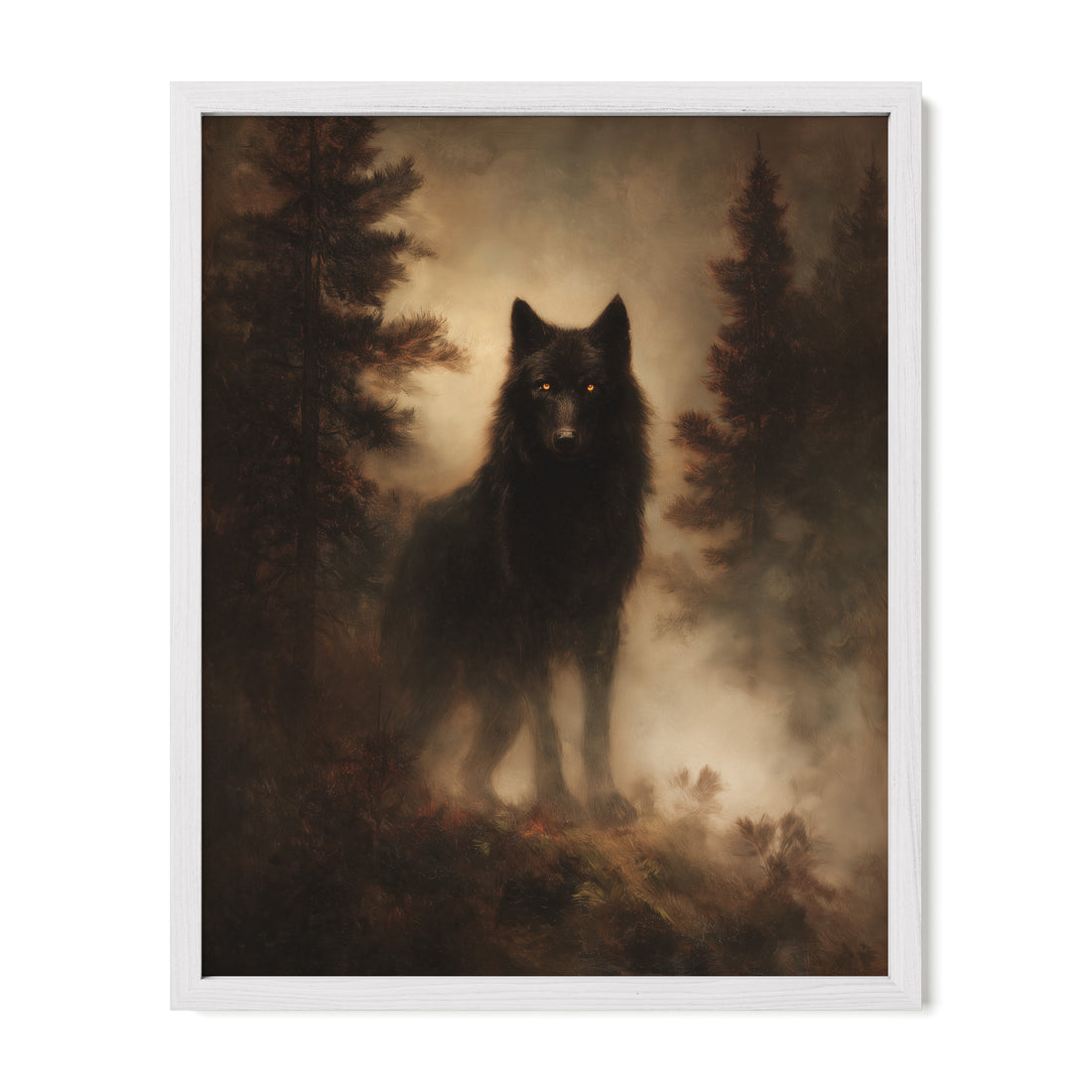 white framed woodland wildlife wall art print