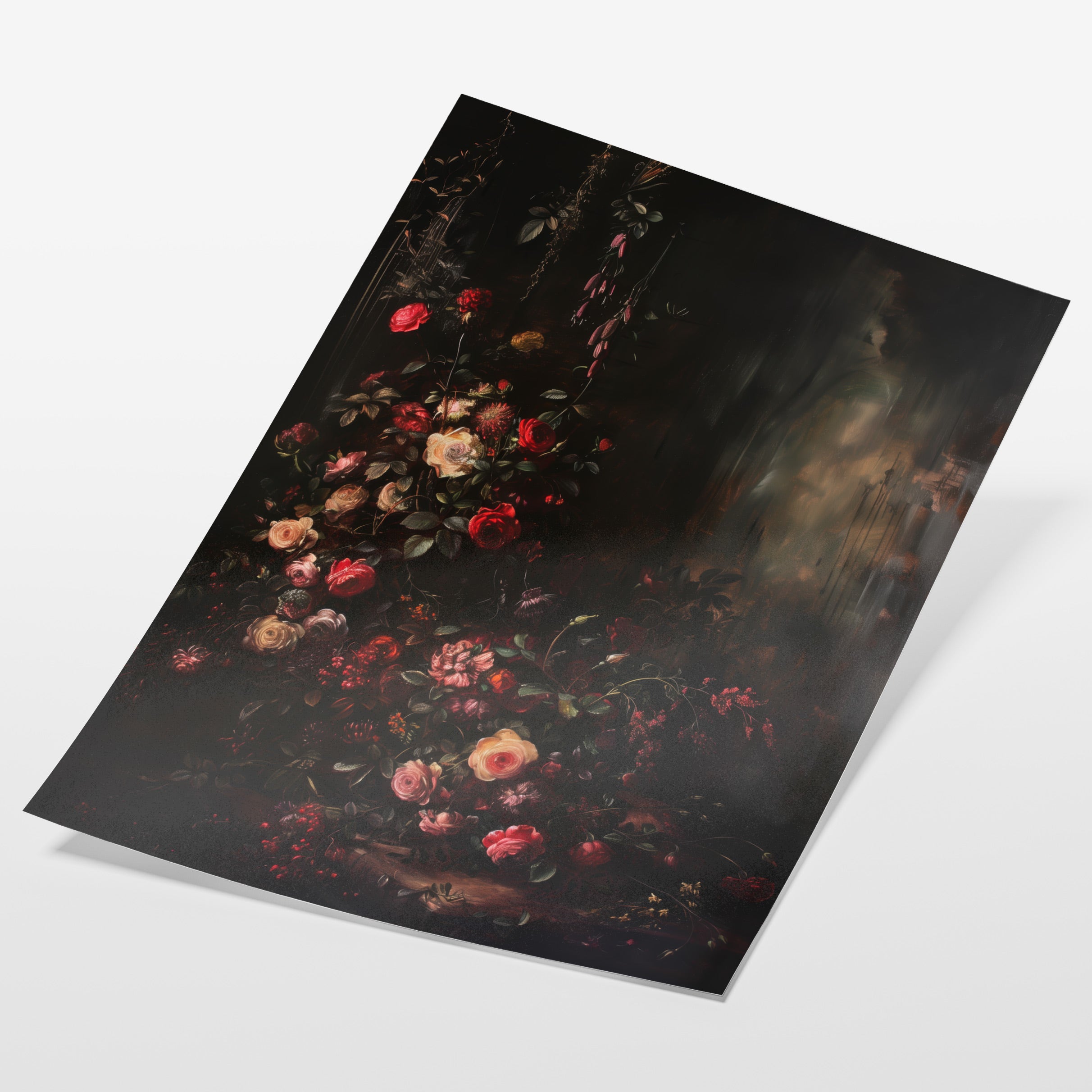 angled view of gothic floral still life fine art print