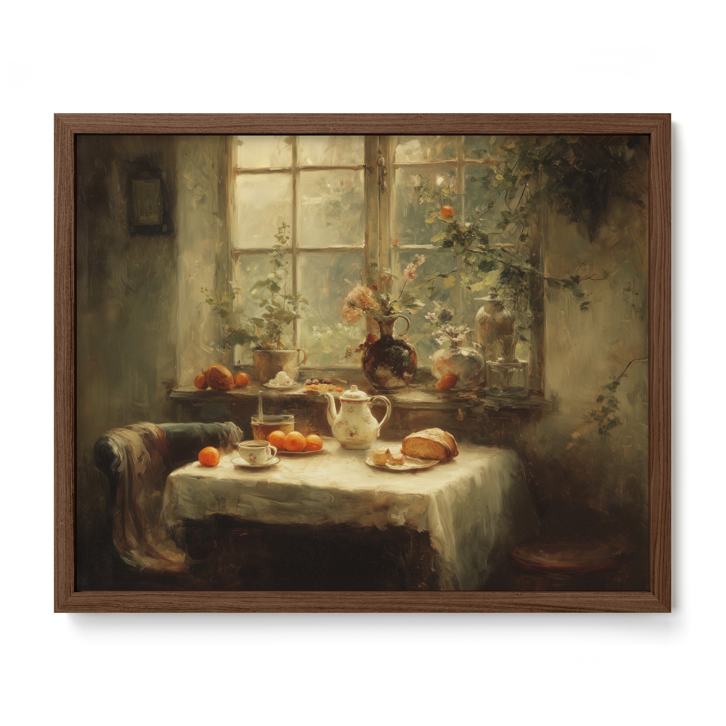 walnut framed cottagecore kitchen wall art print