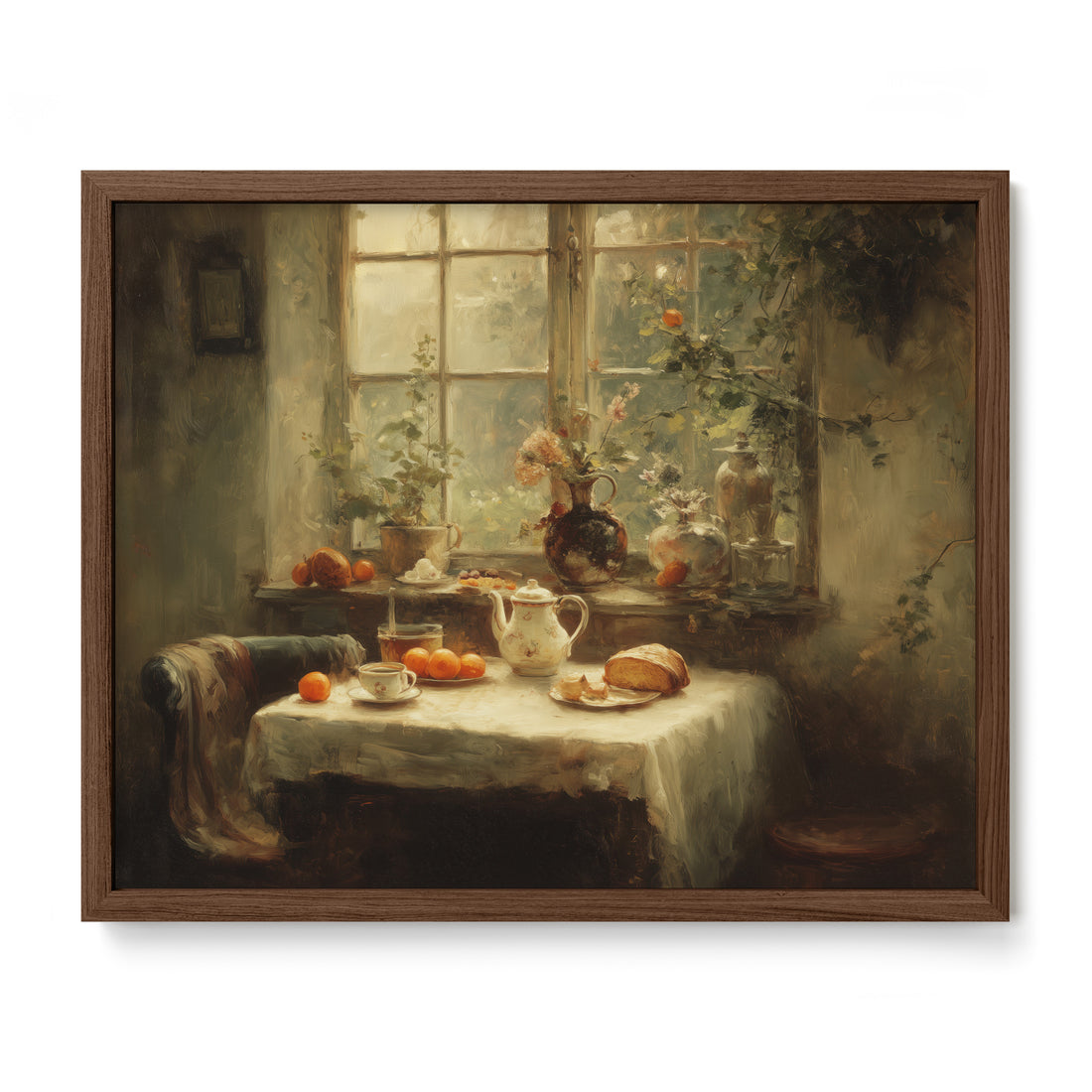 walnut framed cottagecore kitchen wall art print