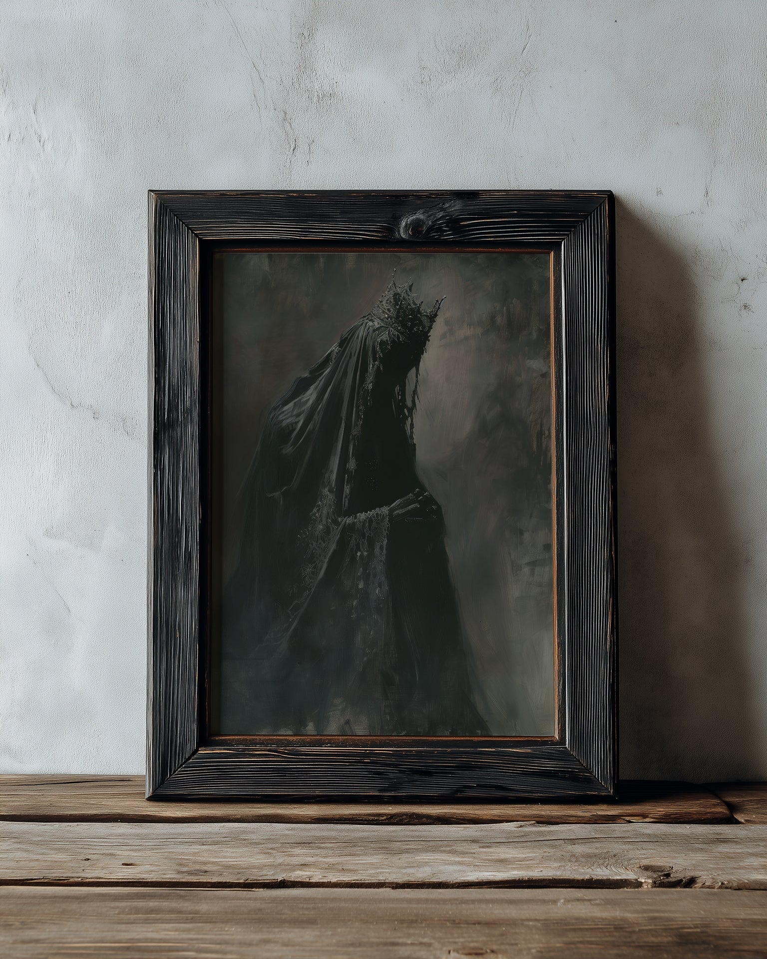 black aged framed gothic monarch portrait wall art print