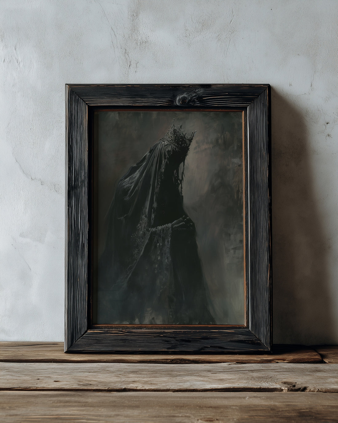 black aged framed gothic monarch portrait wall art print