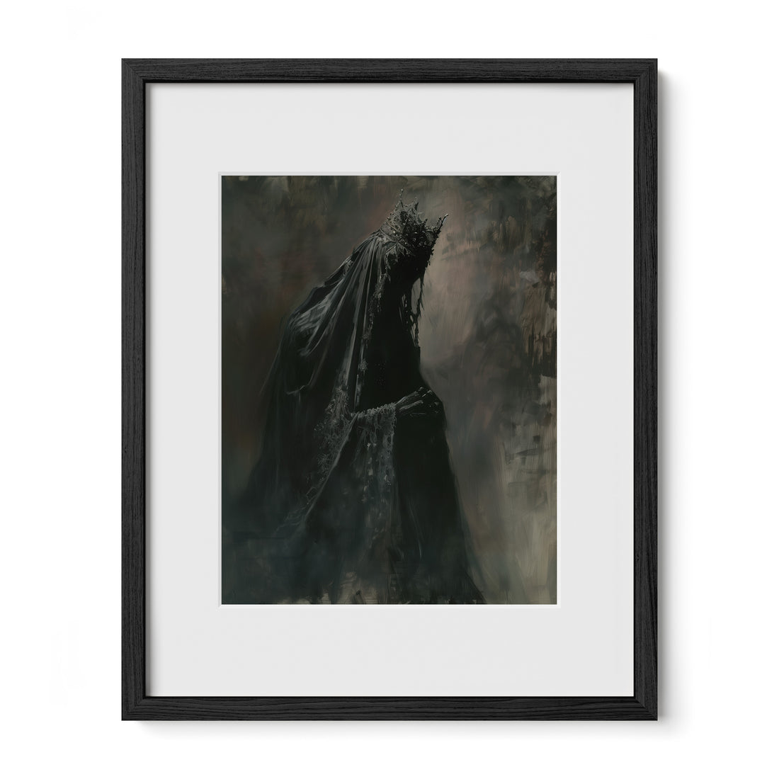 black framed dark royal portrait wall art print with mat