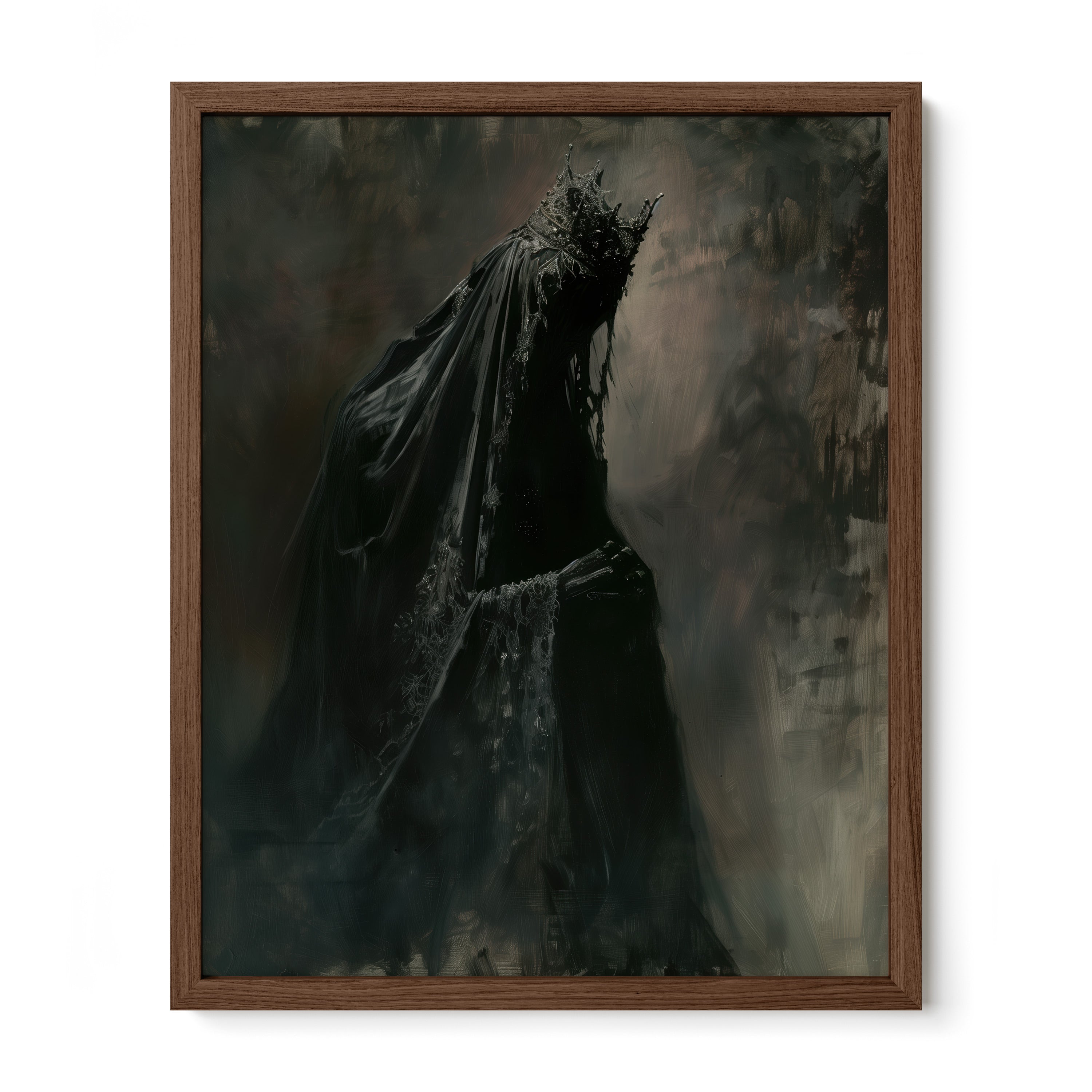 walnut framed gothic royal figure wall art print