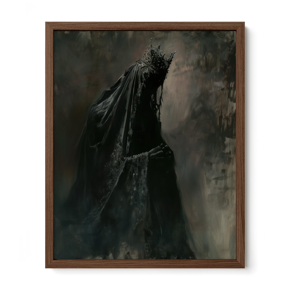 walnut framed gothic royal figure wall art print