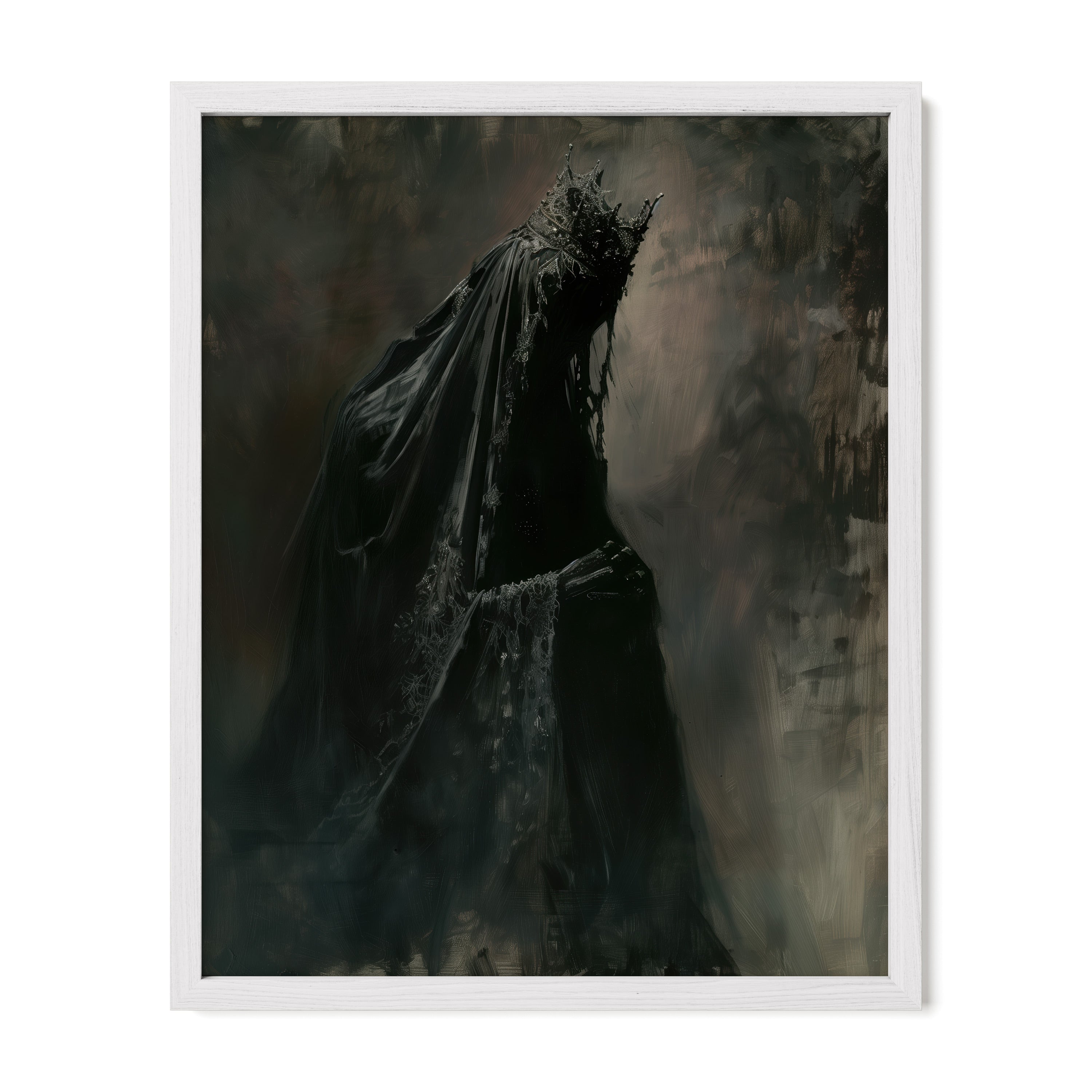 white framed gothic monarch wall art print