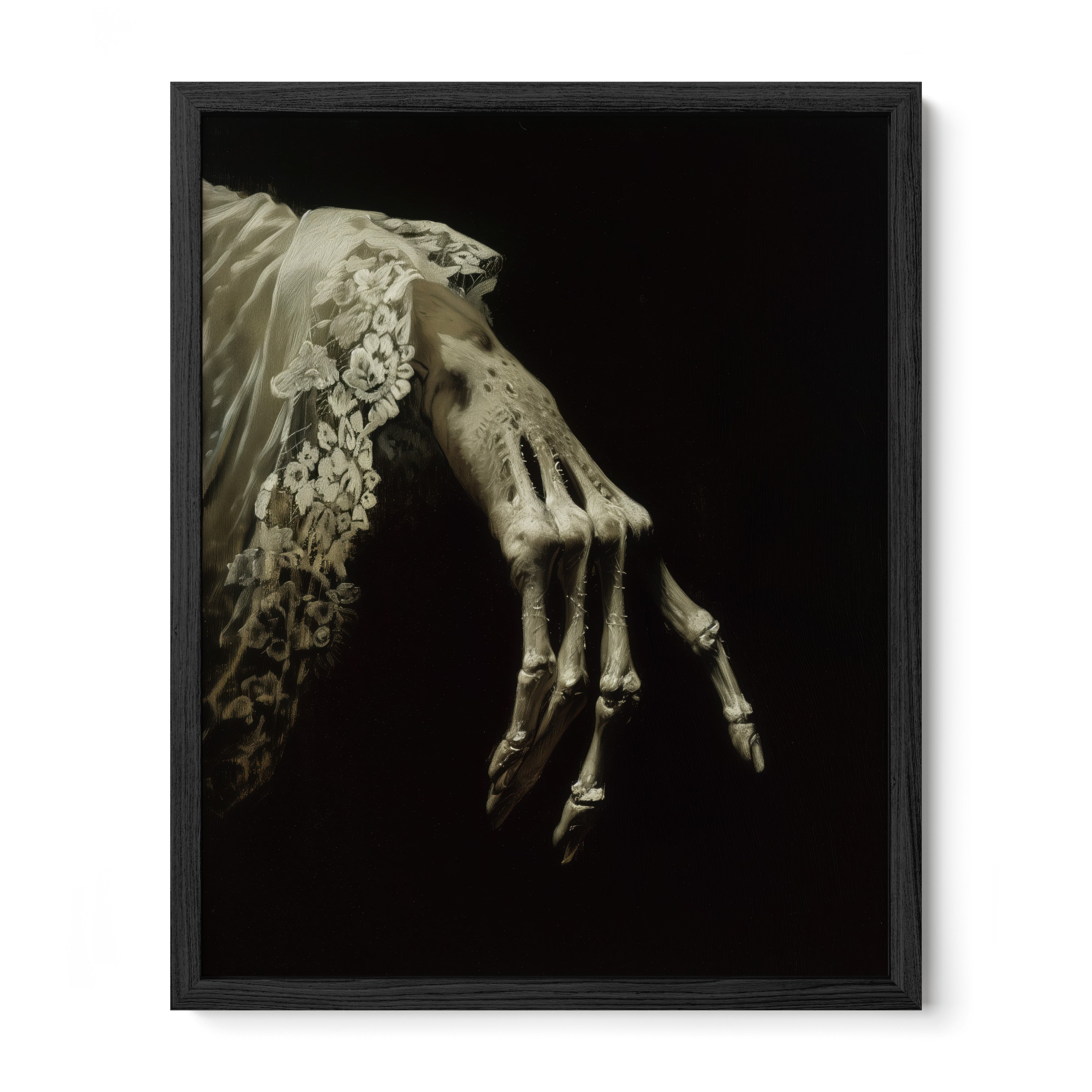 black framed gothic memento mori wall art print