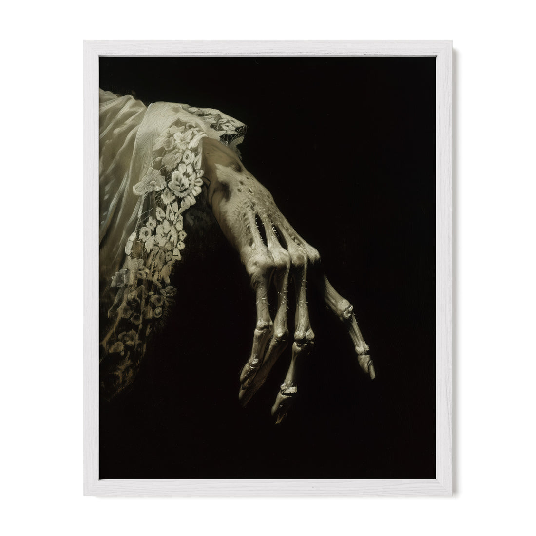 white framed gothic memento mori wall art print