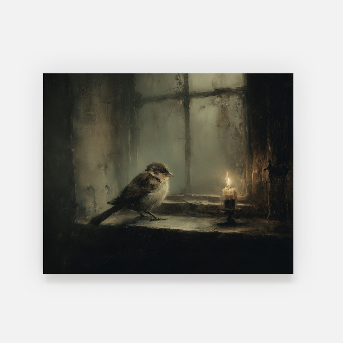 Bird at Candlelit Window
