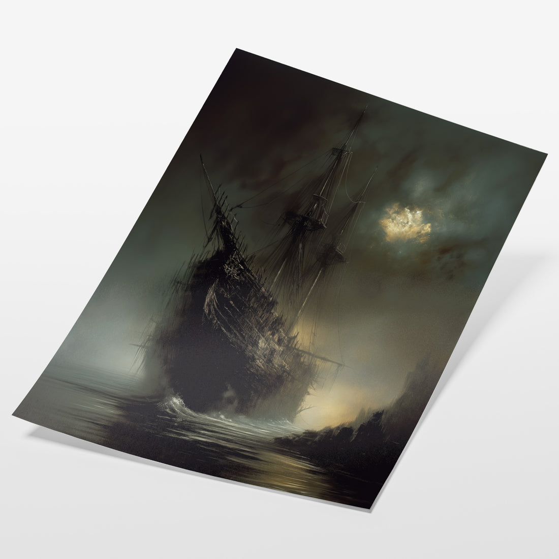angled view of gothic ghost ship fine art print