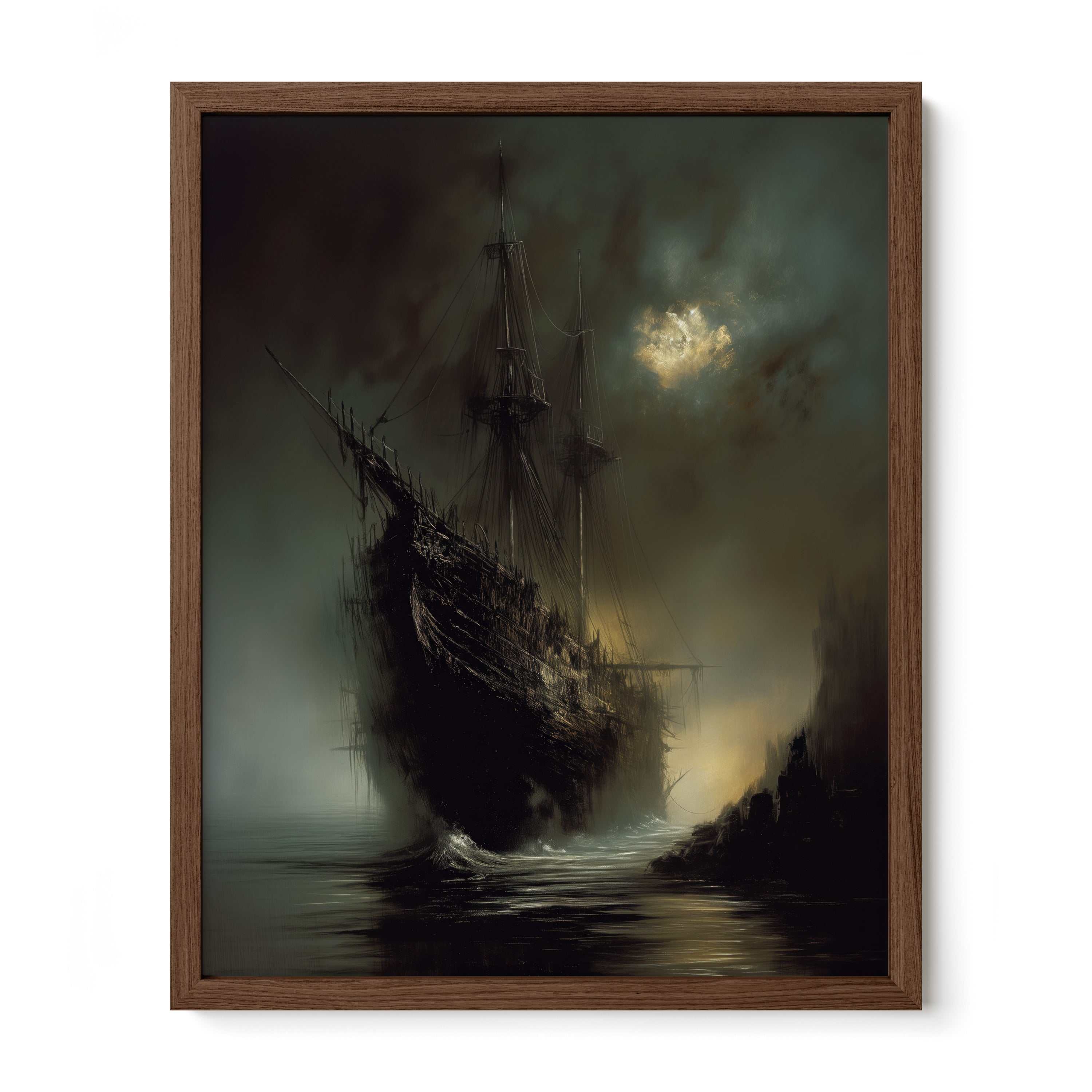 walnut framed gothic nautical wall art print