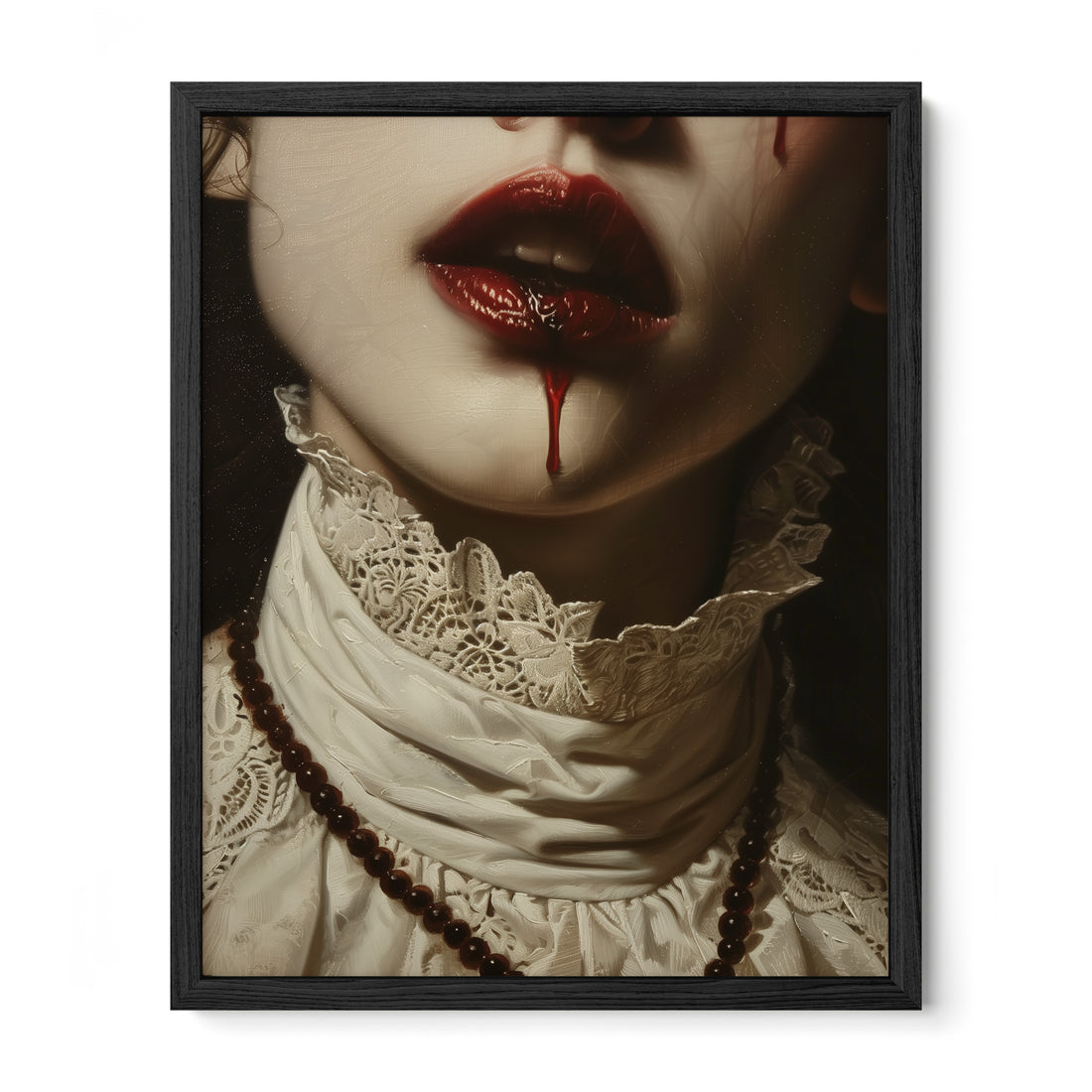black framed gothic vampire portrait wall art print