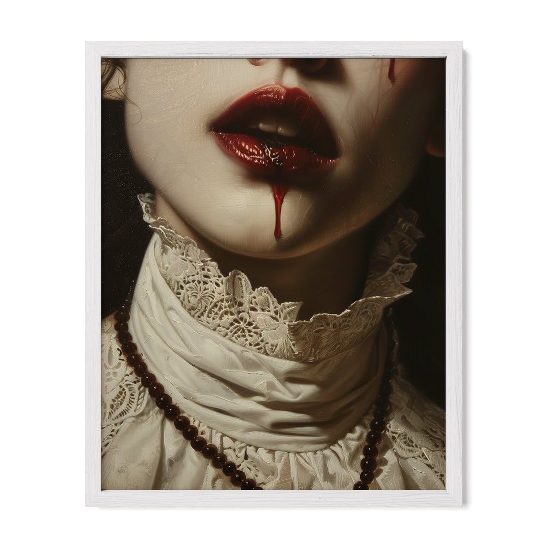white framed gothic vampire portrait wall art print