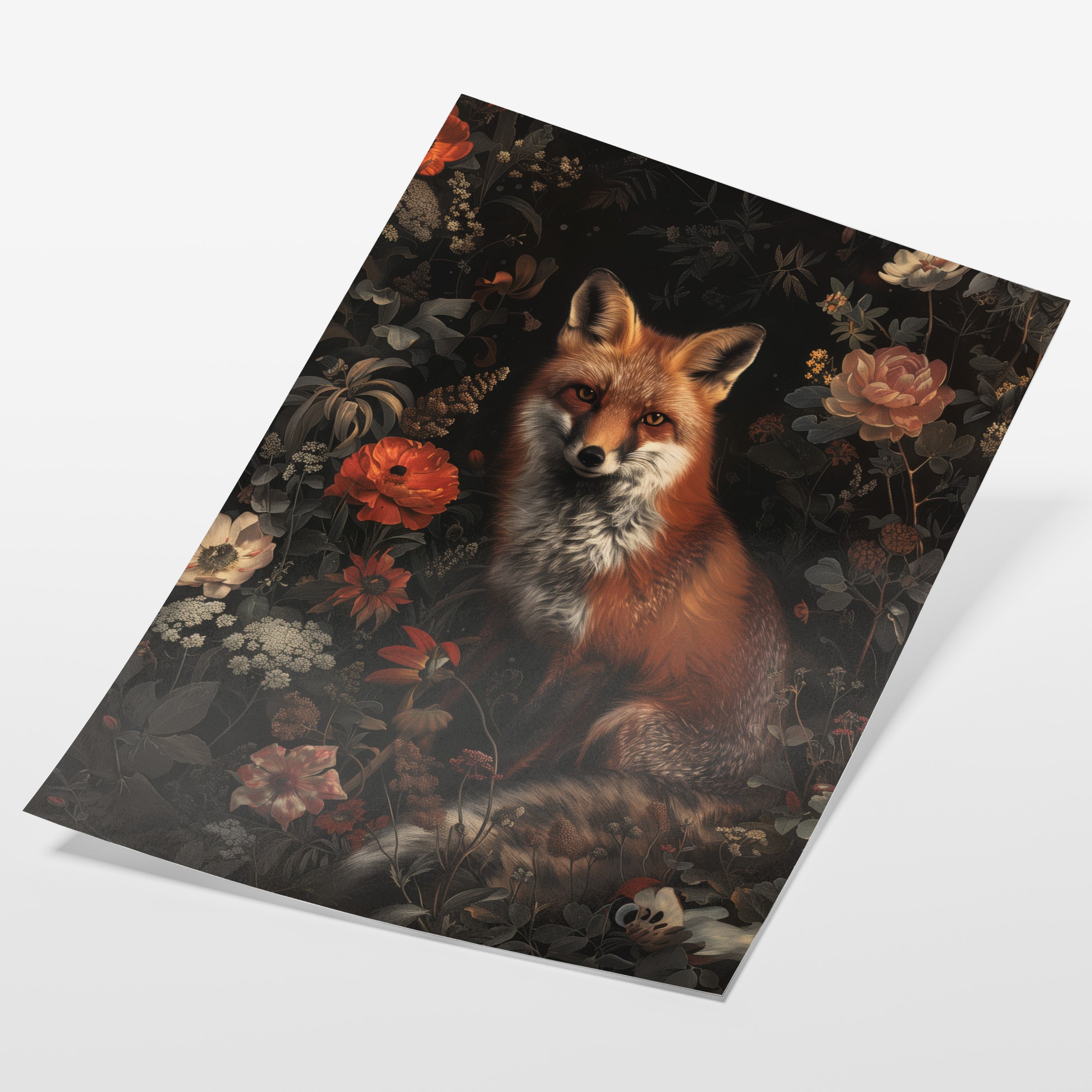 angled view of gothic fox botanical fine art print