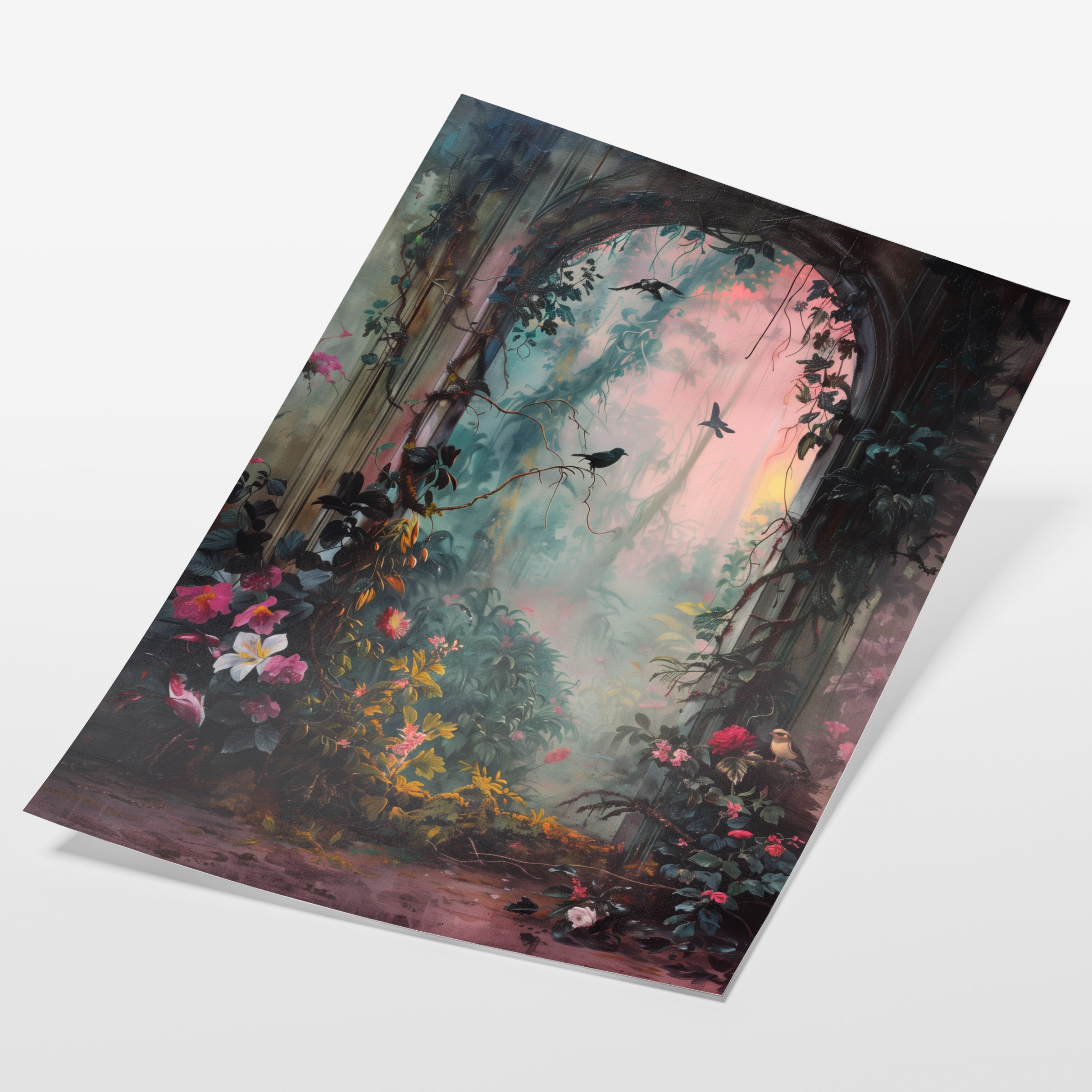 angled view of enchanted garden botanical fine art print