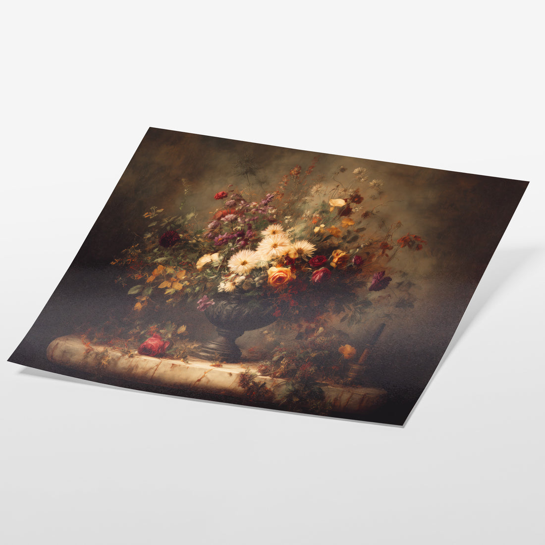 angled view of moody floral still life fine art print