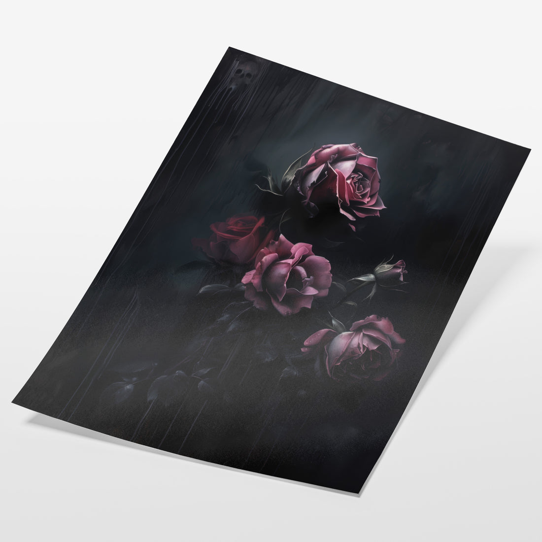 angled view of dark romantic rose fine art print