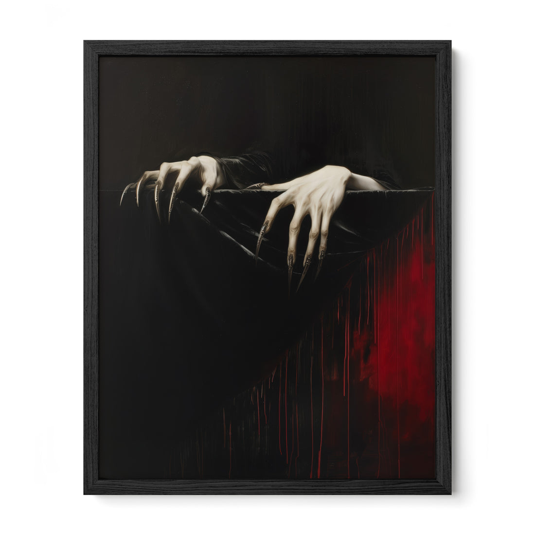 black framed gothic horror wall art print