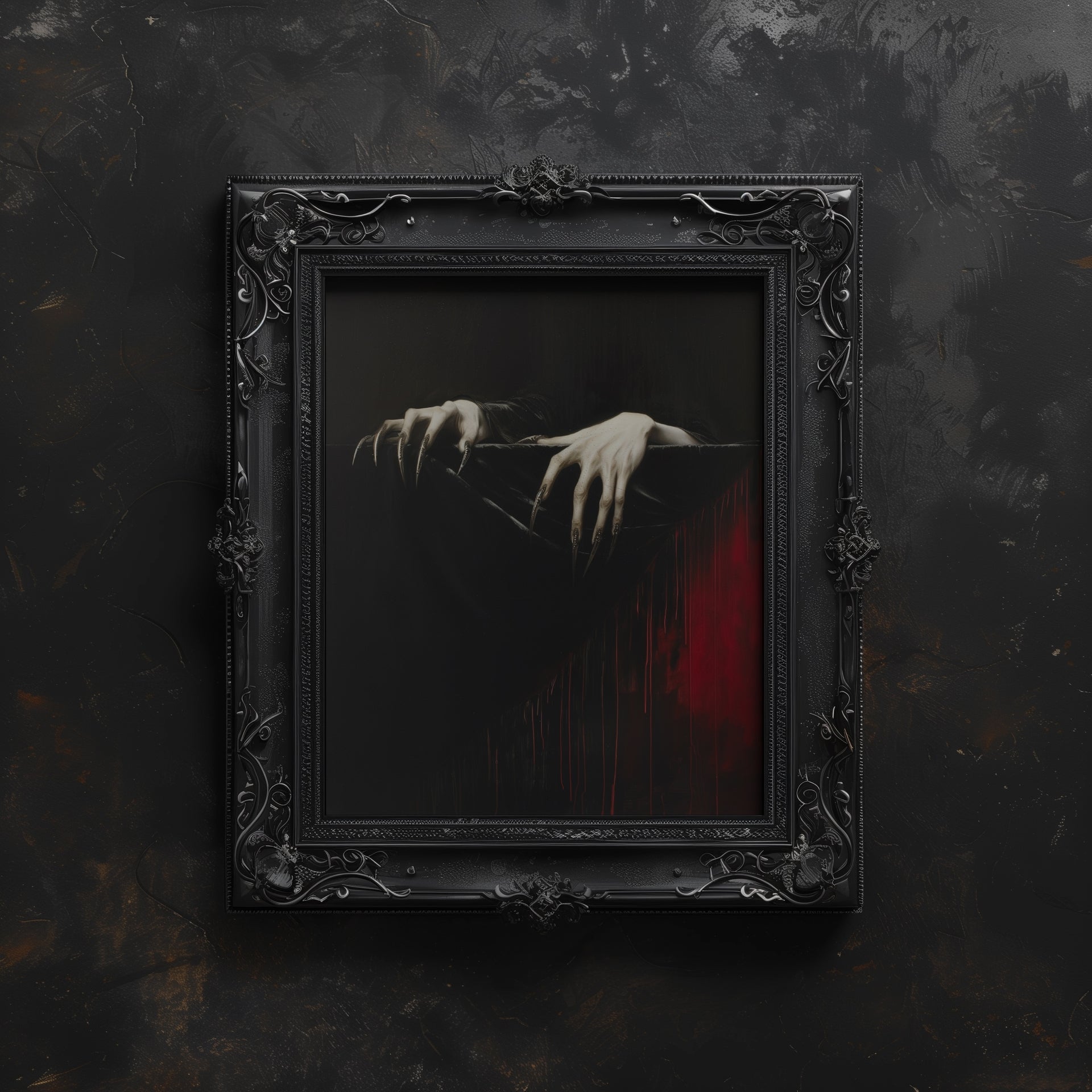 gothic black framed gothic horror wall art print