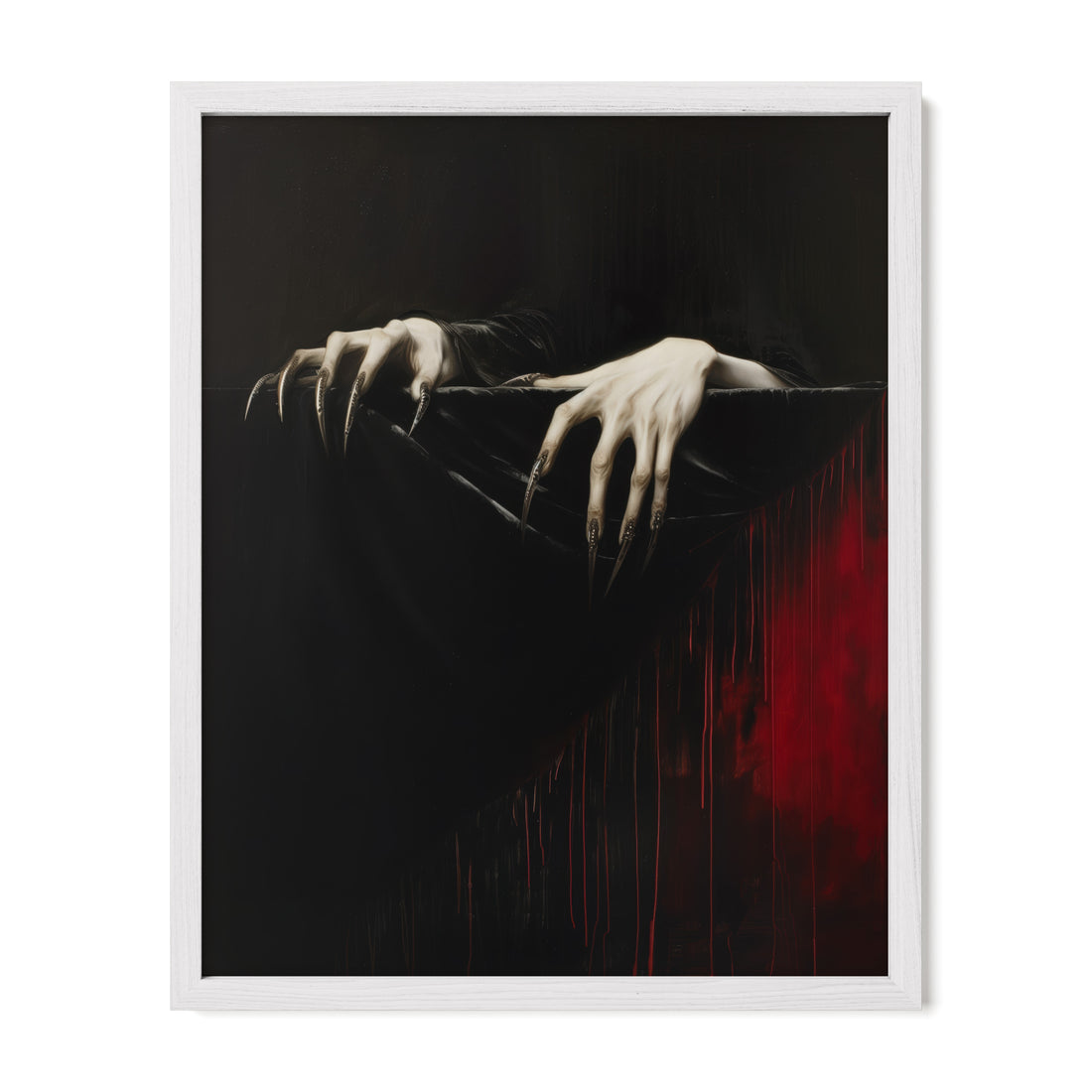 white framed gothic horror wall art print