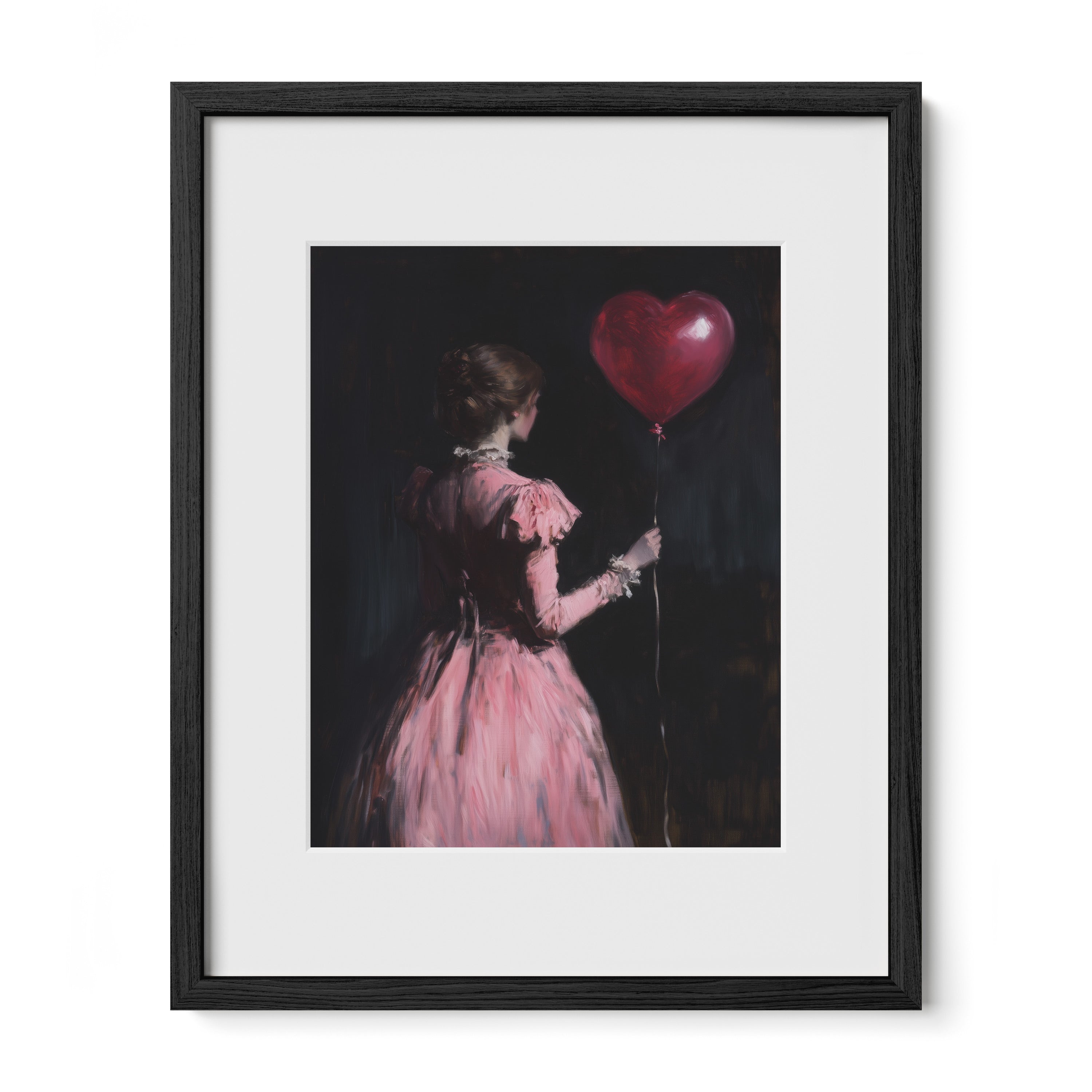 black mat framed gothic romantic woman portrait wall art print