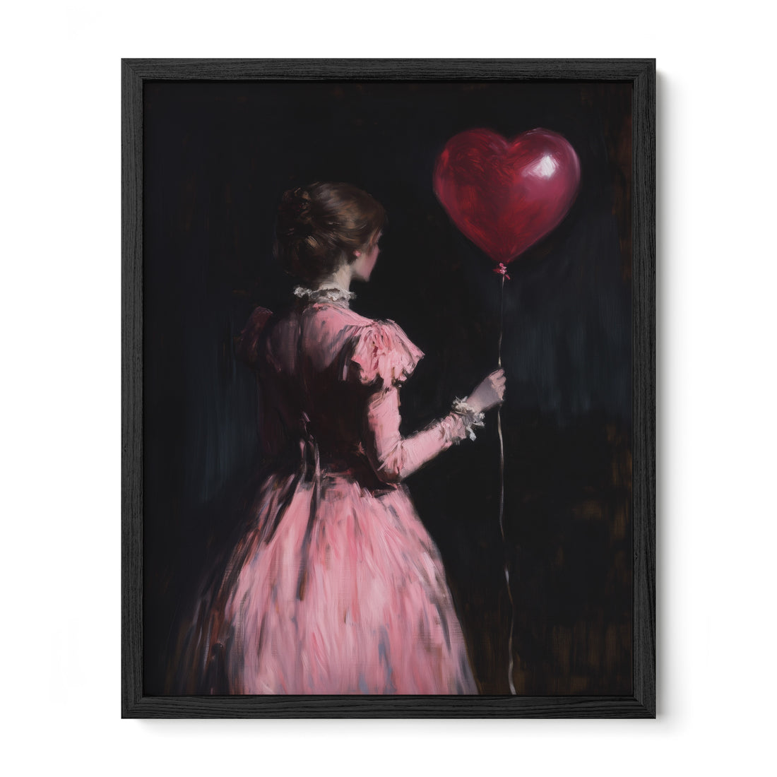 black framed gothic romantic woman portrait wall art print