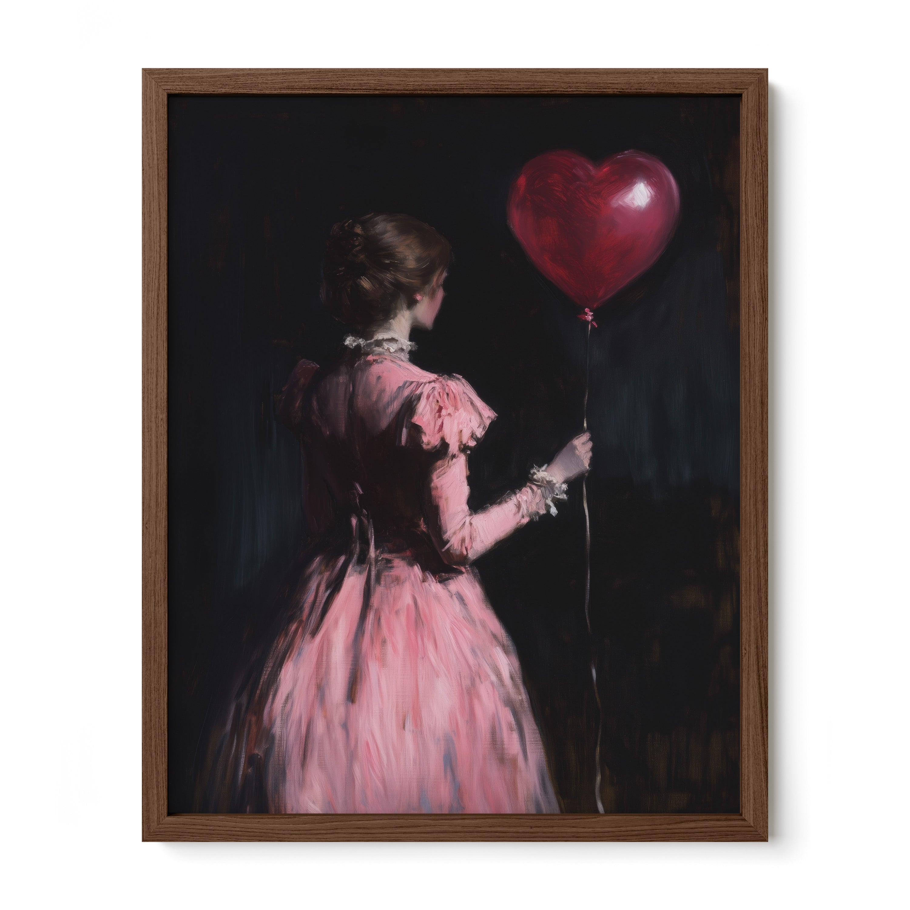 walnut framed gothic romantic woman portrait wall art print