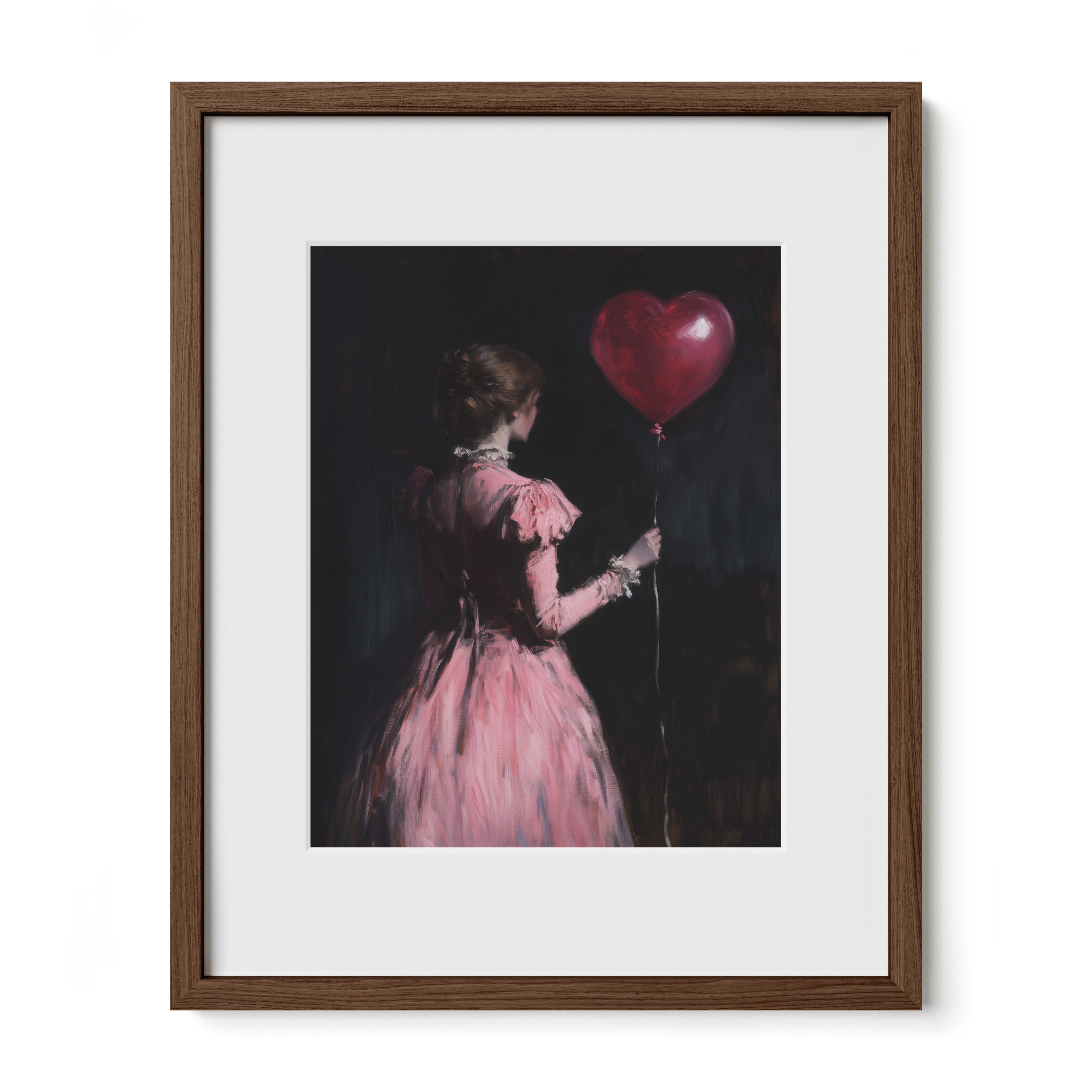 walnut mat framed gothic romantic woman portrait wall art print