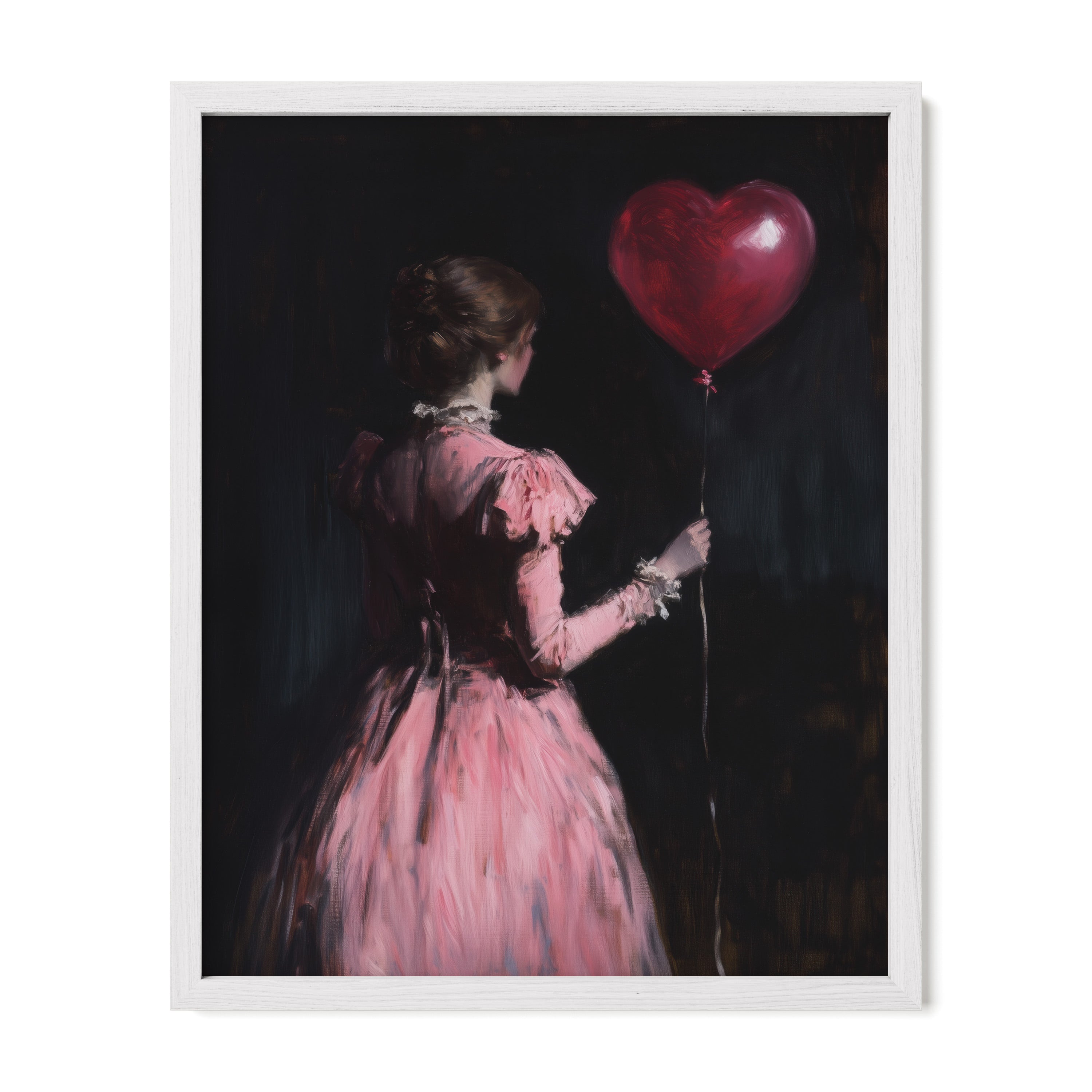 white framed gothic romantic woman portrait wall art print