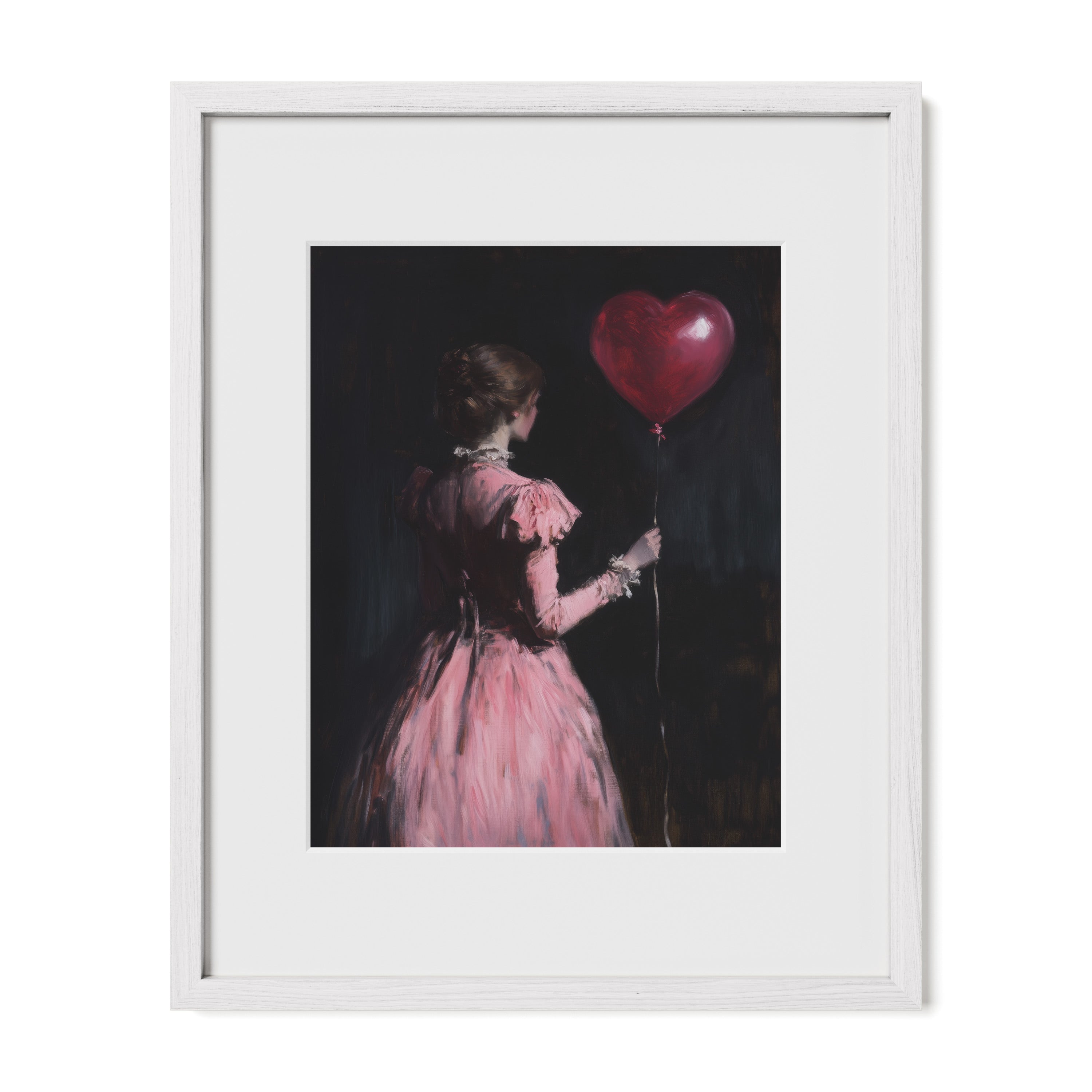 white mat framed gothic romantic woman portrait wall art print
