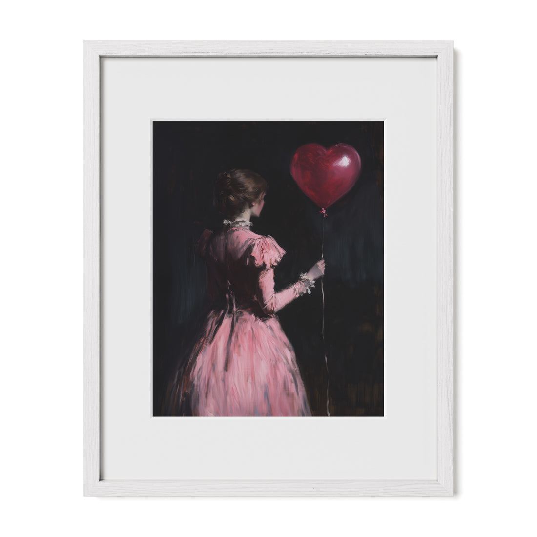 white mat framed gothic romantic woman portrait wall art print