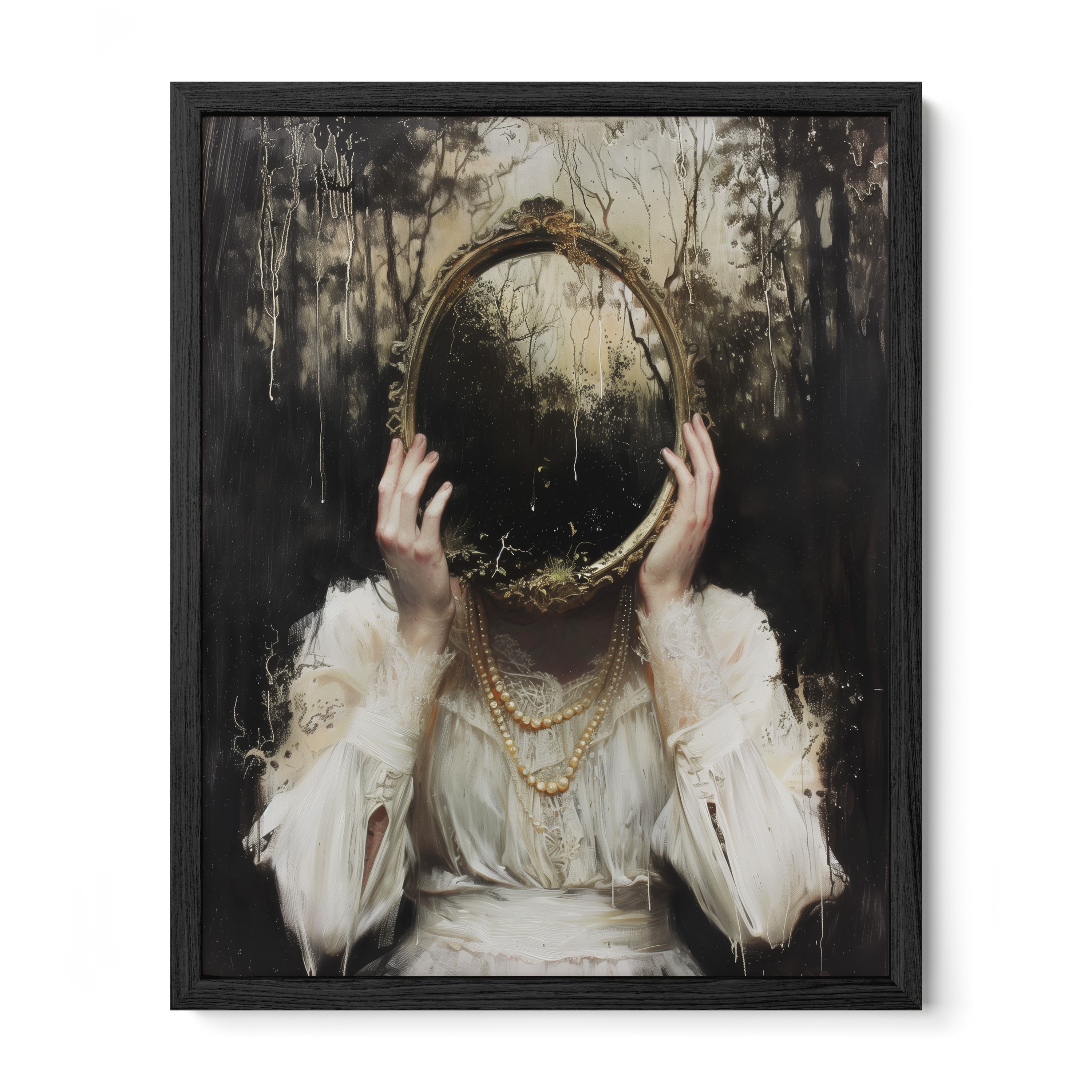black framed gothic surreal portrait wall art print