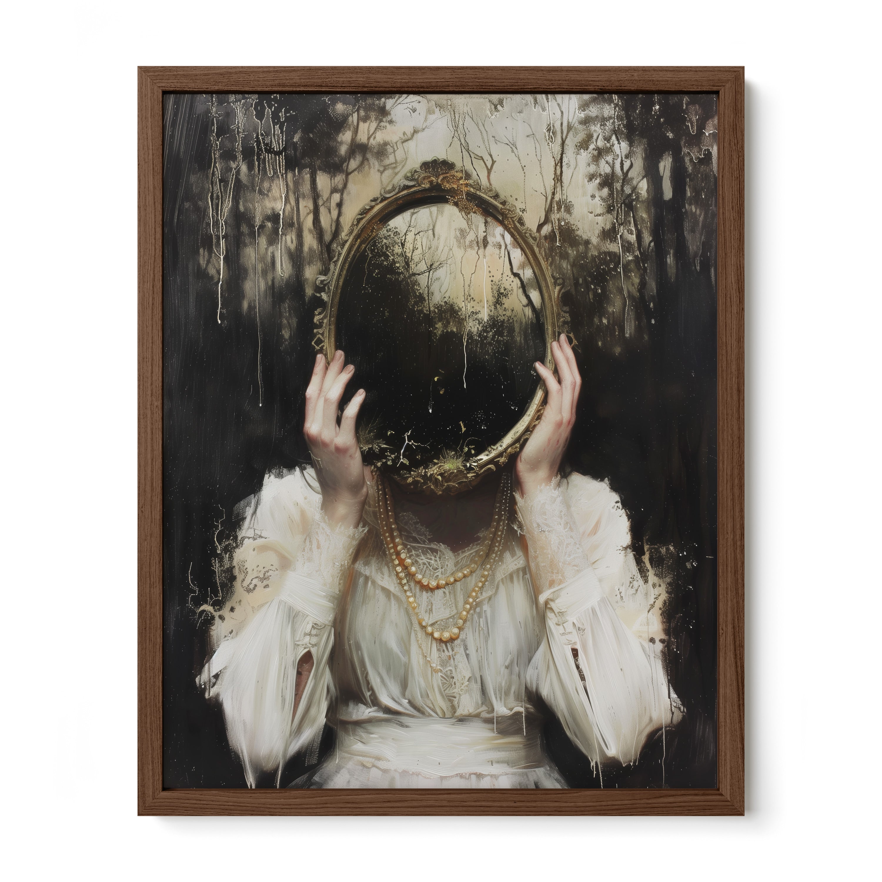 walnut framed gothic surreal portrait fine art print