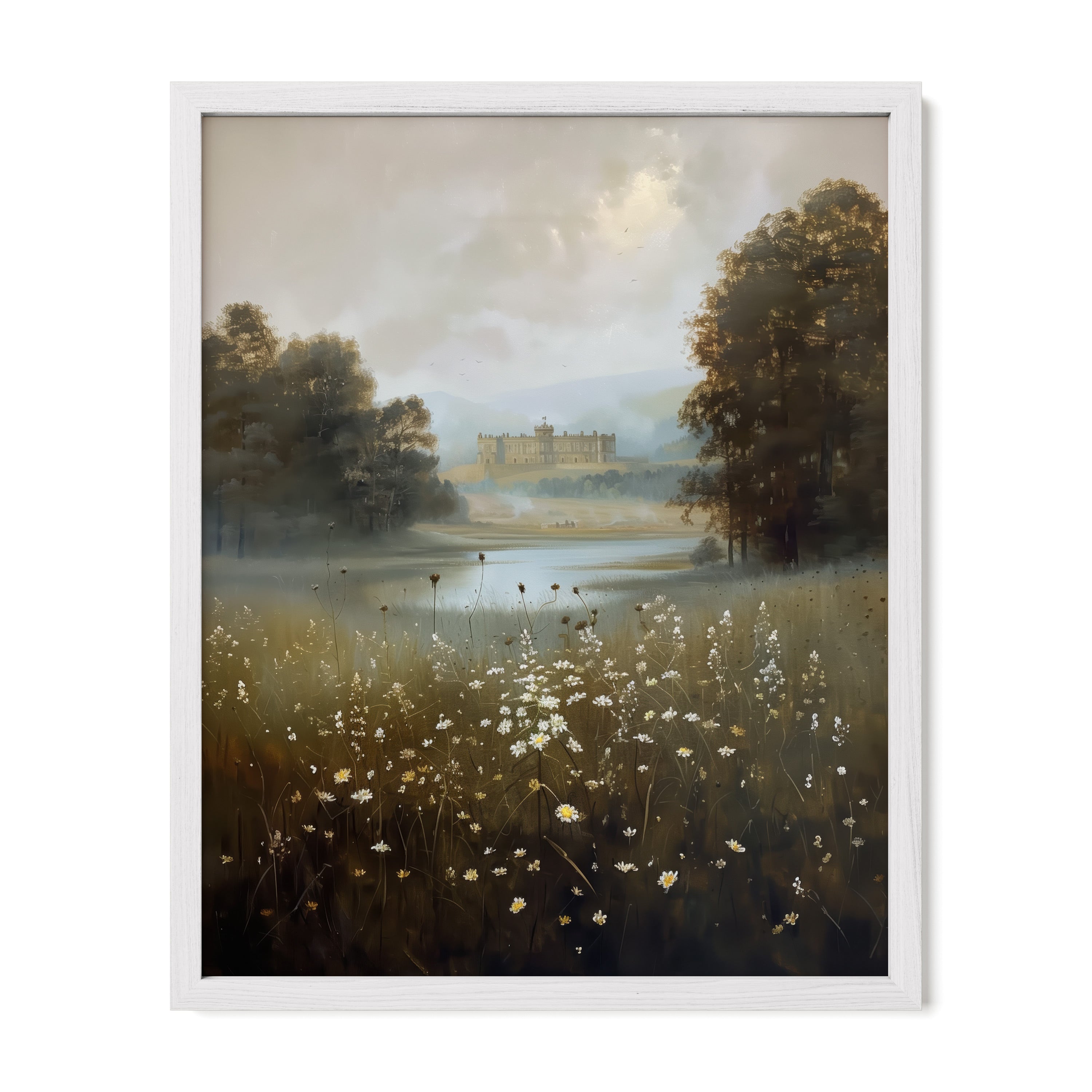white framed literary countryside wall art print