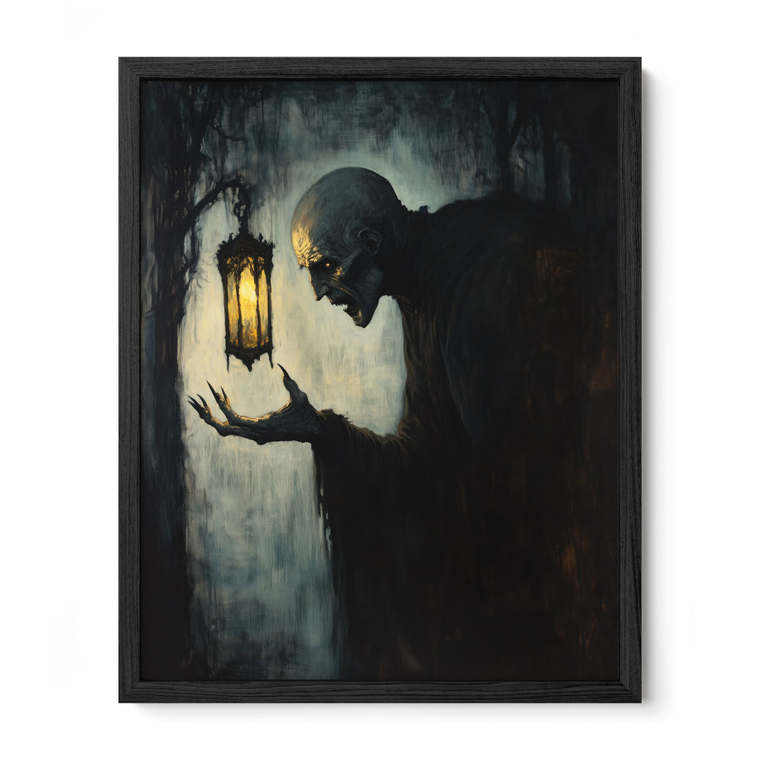black framed gothic vampire wall art print